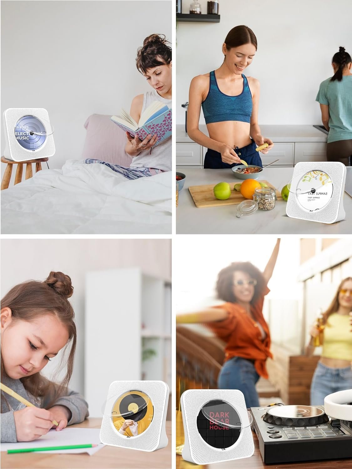 Desktop CD Player Portable with Bluetooth - Jimwey CD Player for Home with HiFi Speakers, FM Radio, Remote Control, LED Screen Display, Support CD/Bluetooth/USB/AUX, White CD Player for Gift - Image 7