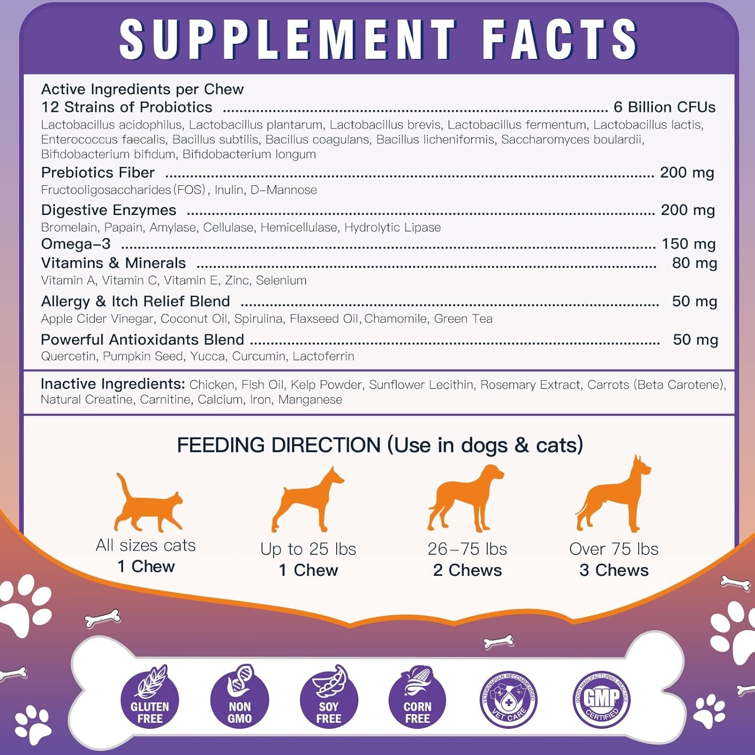 Probiotics for Dogs, Freeze-Dried Dog Probiotics and Digestive Enzymes, Plus Omega-3 for Itchy Skin, 3-in-1 Prebiotics for Digestive Health, Dog Vitamins and Supplements for Immune Health, 120 Bites - Image 7