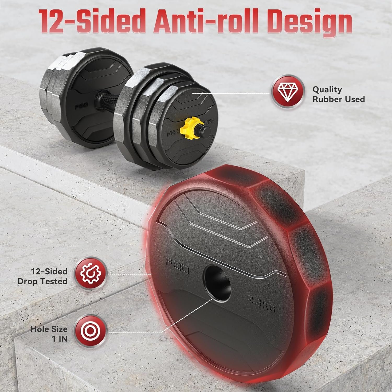 FEIERDUN Adjustable Dumbbells, 40/60/90lbs Free Weight Set with 4 Modes, Used as Barbell, Kettlebells, Push up Stand, Fitness Exercises for Home Gym Suitable Men/Women - Image 5