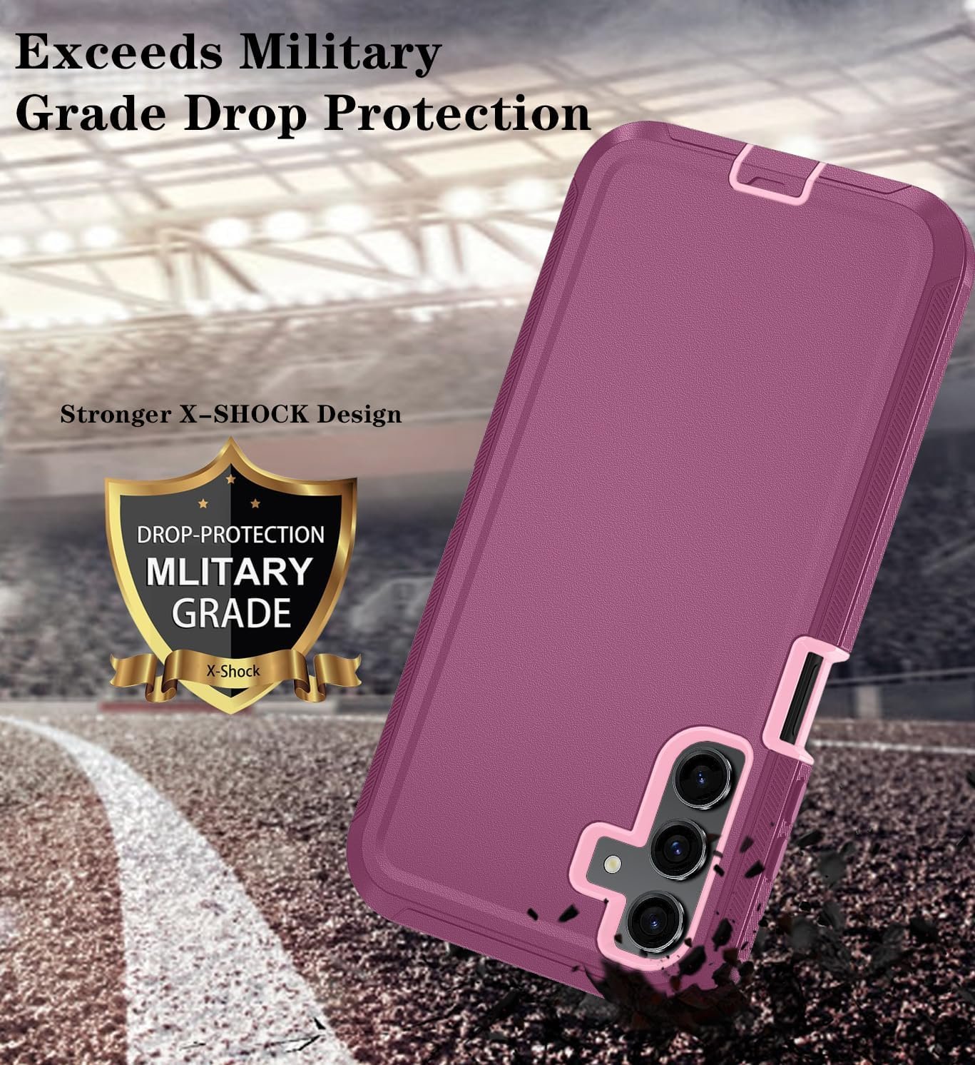 Qinmay Samsung Galaxy A15 5G Case, 3-Layer Shockproof Phone Cover with HD Screen Protector (WinRedPink) - Image 6