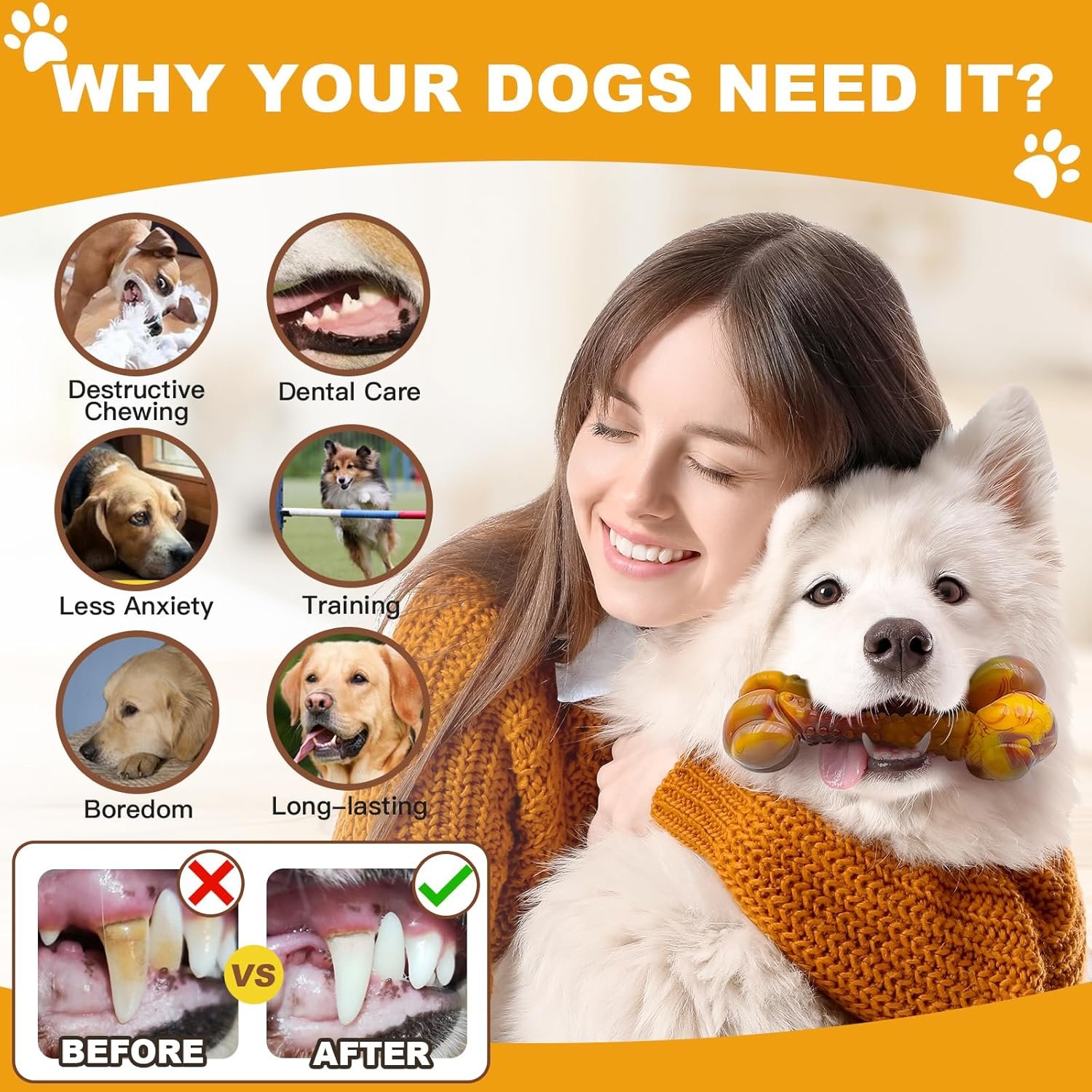 Dog Chew Toys for Aggressive Chewers Indestructible Dog Toys for Large Dogs Medium Small Breed, Tough Nylon Interactive Durable Chew Toy for Dog Teething Bacon Flavor, Best Gift&Keep Them Busy - Image 4