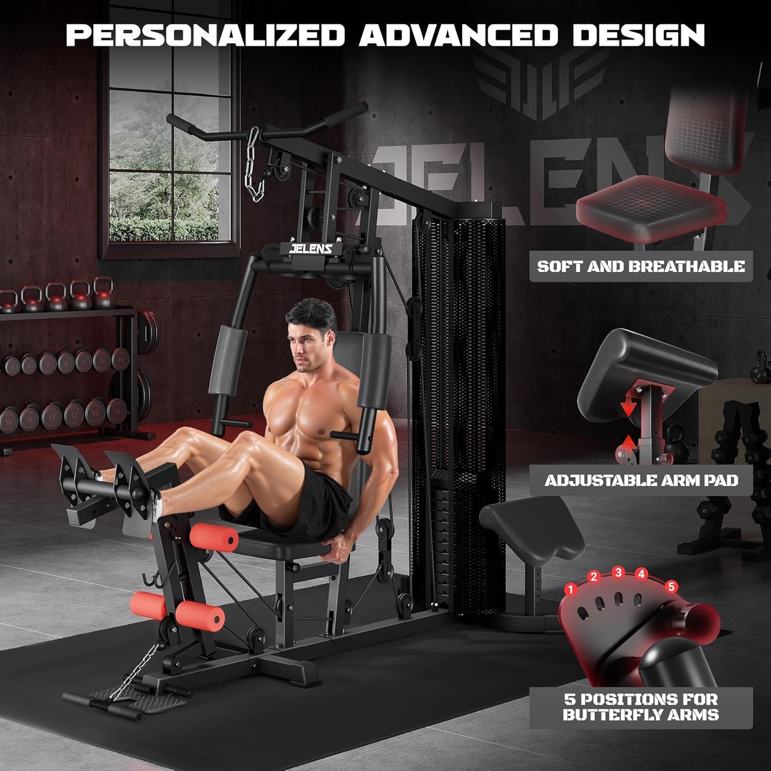 Home Gym, Multifunctional H10 Home Gym Equipment, Workout Station with 146LBS Weight Stack, Exercise Equipment with Pulley System for Full Body Training - Image 5