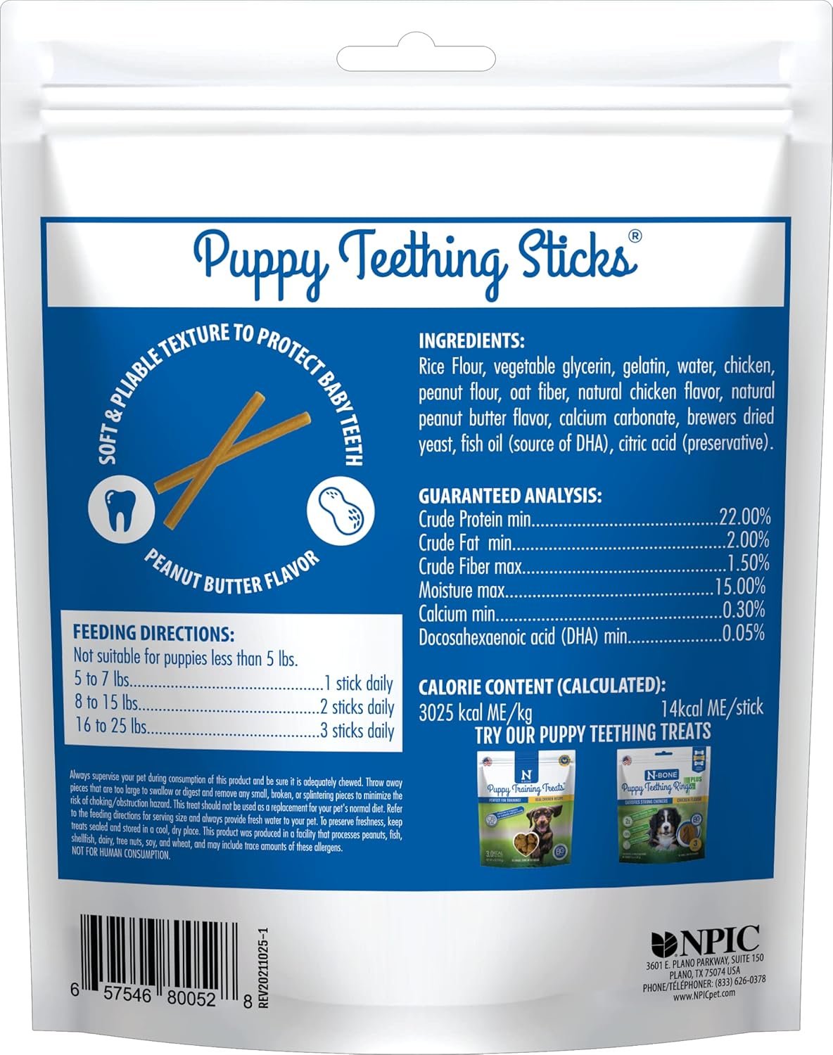 N-Bone Puppy Teething Sticks Peanut Butter Flavor, 3.74-oz Bag - Image 3