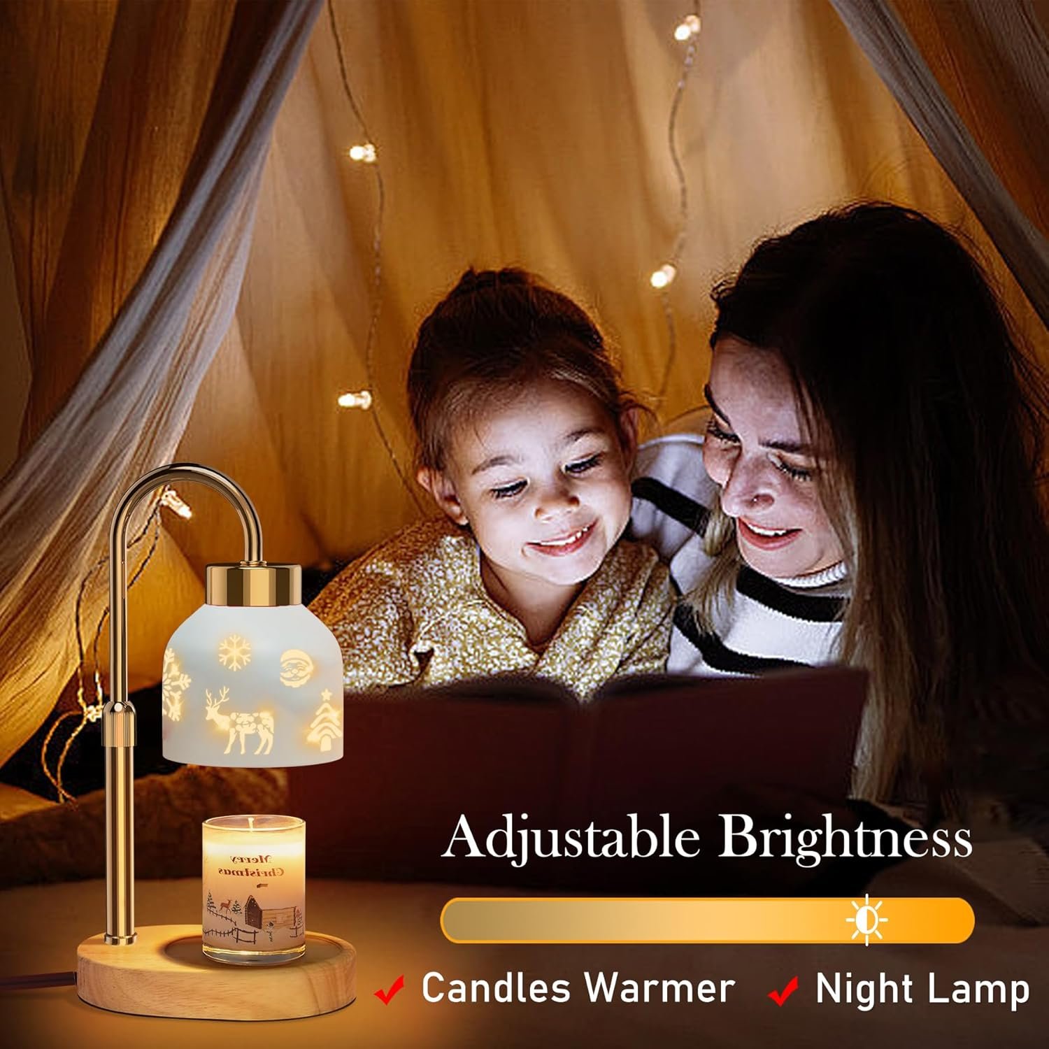 Loowoko Candle Warmer Lamp, Housewarming Gifts for New Home Decor, Dimmable Scented Wax Melt Warmer with Timer, 2 Bulbs, Gift for Female - Image 3