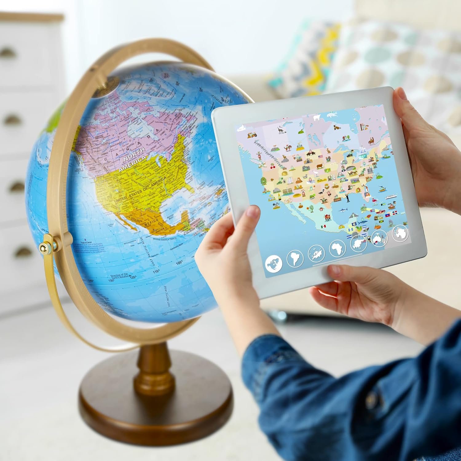 with Interactive APP & LED Illuminated Constellations at Night, US-Patented STEM education 10" World Globe with Detailed map - Image 5