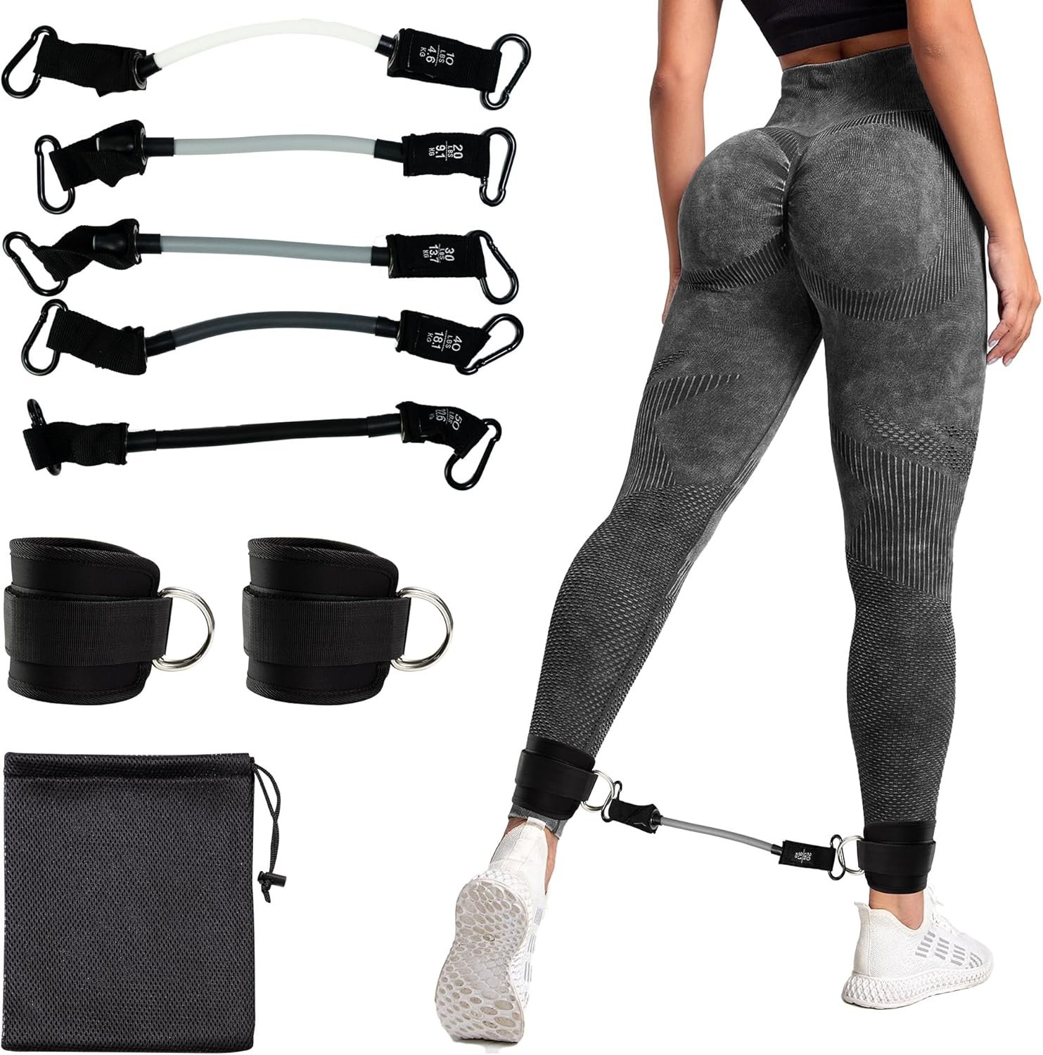 Ankle Resistance Bands with Cuffs,Versatile Ankle Resistance Band for Working Out,Ankle Bands for Working Out - Image 2