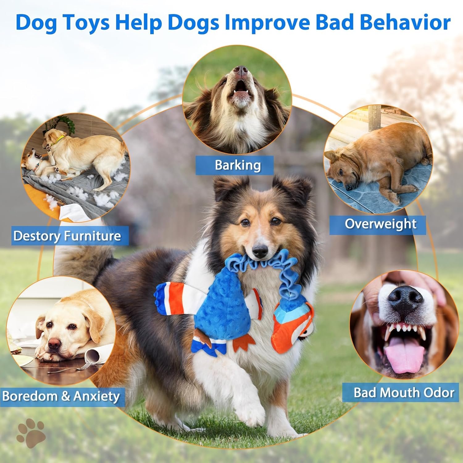 Squeaky Dog Toys for Large Dogs, Tough Tug of War Puppy Toy, Cute Animal Design Plush Dog Toys with Crinkle Paper, Dog Chew Toys for Small, Medium and Large Dogs - Image 6