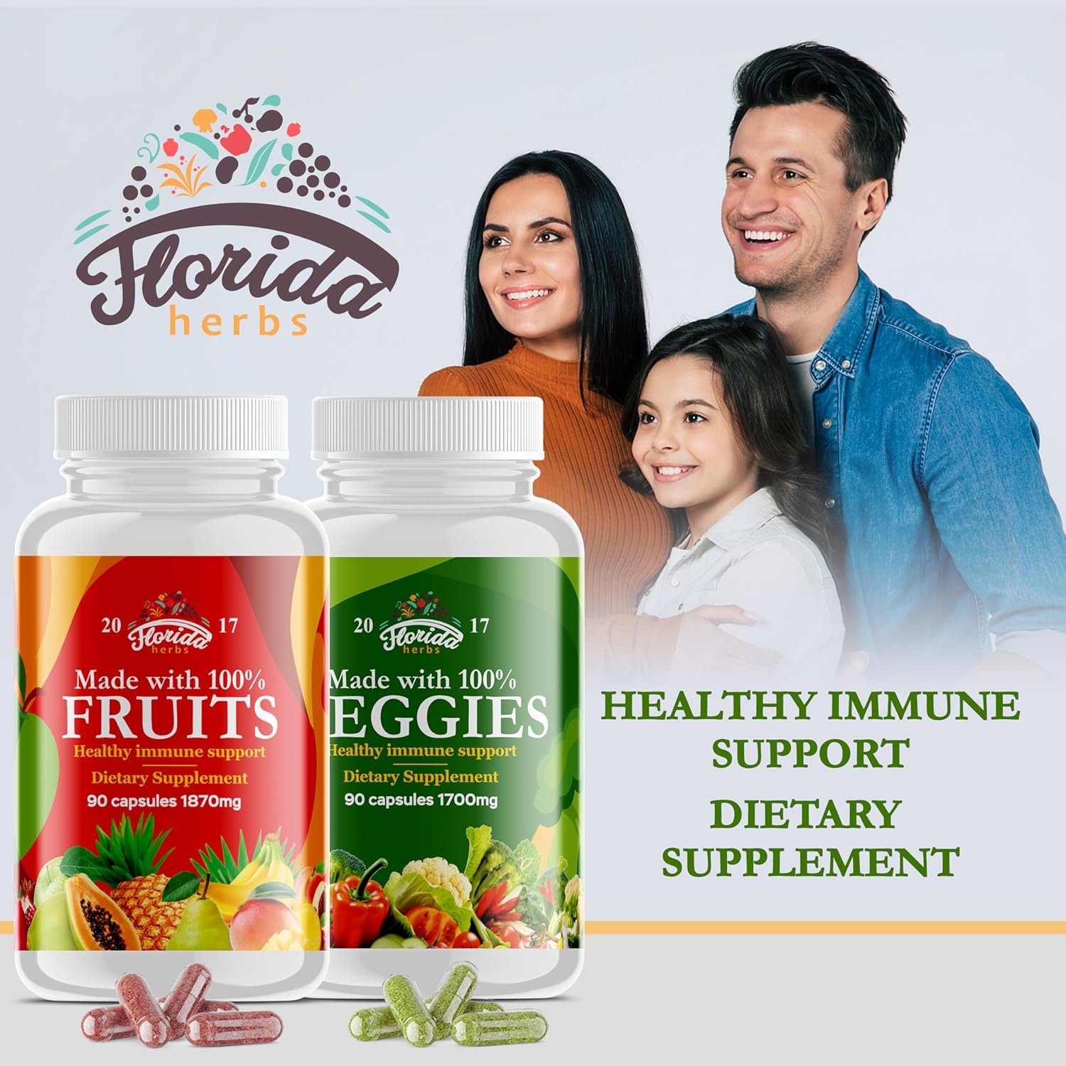 Fruits and Vegetables Supplement - 90 Fruit and 90 Veggie Capsules - Nature Vitamins, Balance of Fruits and Veggies Supports Energy Balance, Soy Free, Vegan Capsules - 90 Count (Pack of 2) - Image 7