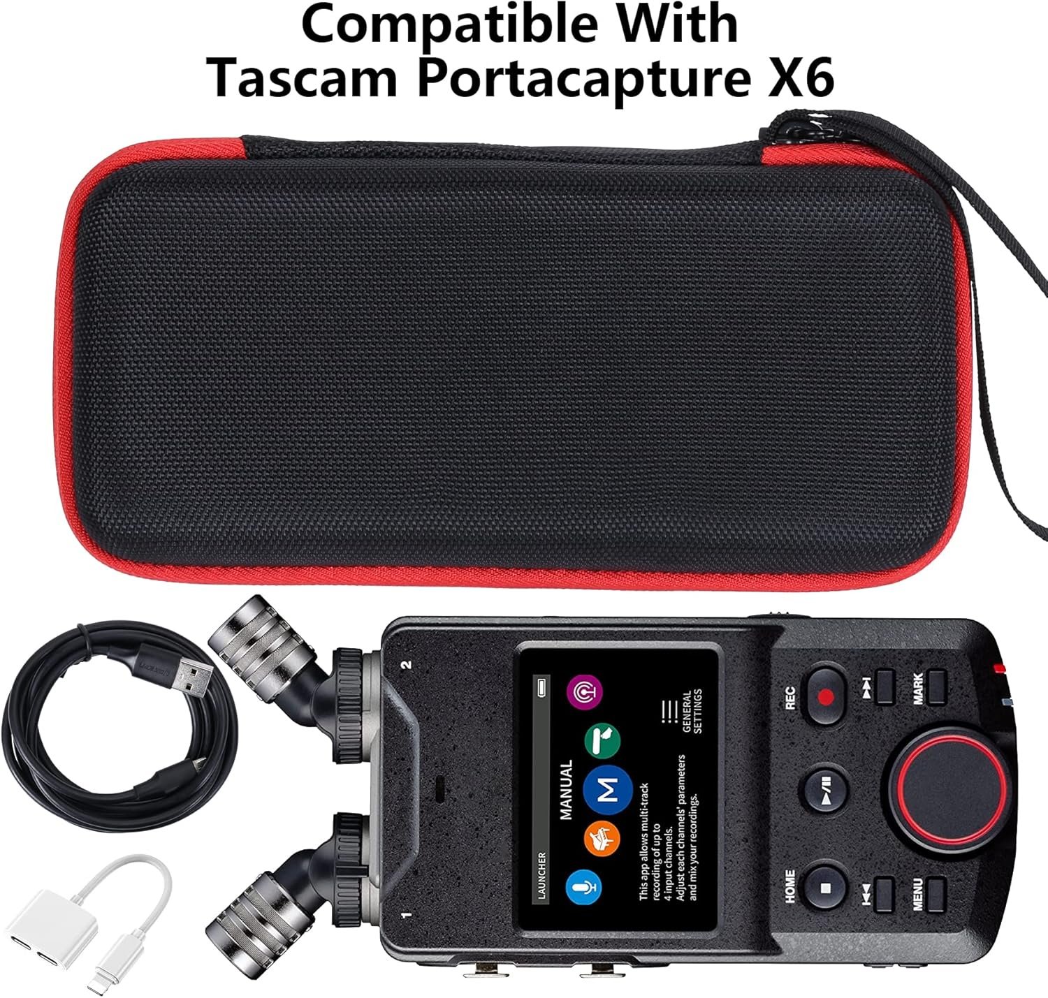 co2CREA Hard Case compatible with TASCAM Portacapture X6 32-bit Float Portable Audio Recorder - Image 4