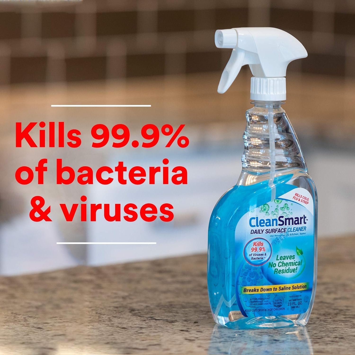 CleanSmart Daily Surface Cleaner and Pet-safe Disinfectant, Kills 99.9% of Viruses & Bacteria, 23 ounce Spray (pack of 2) - Image 5