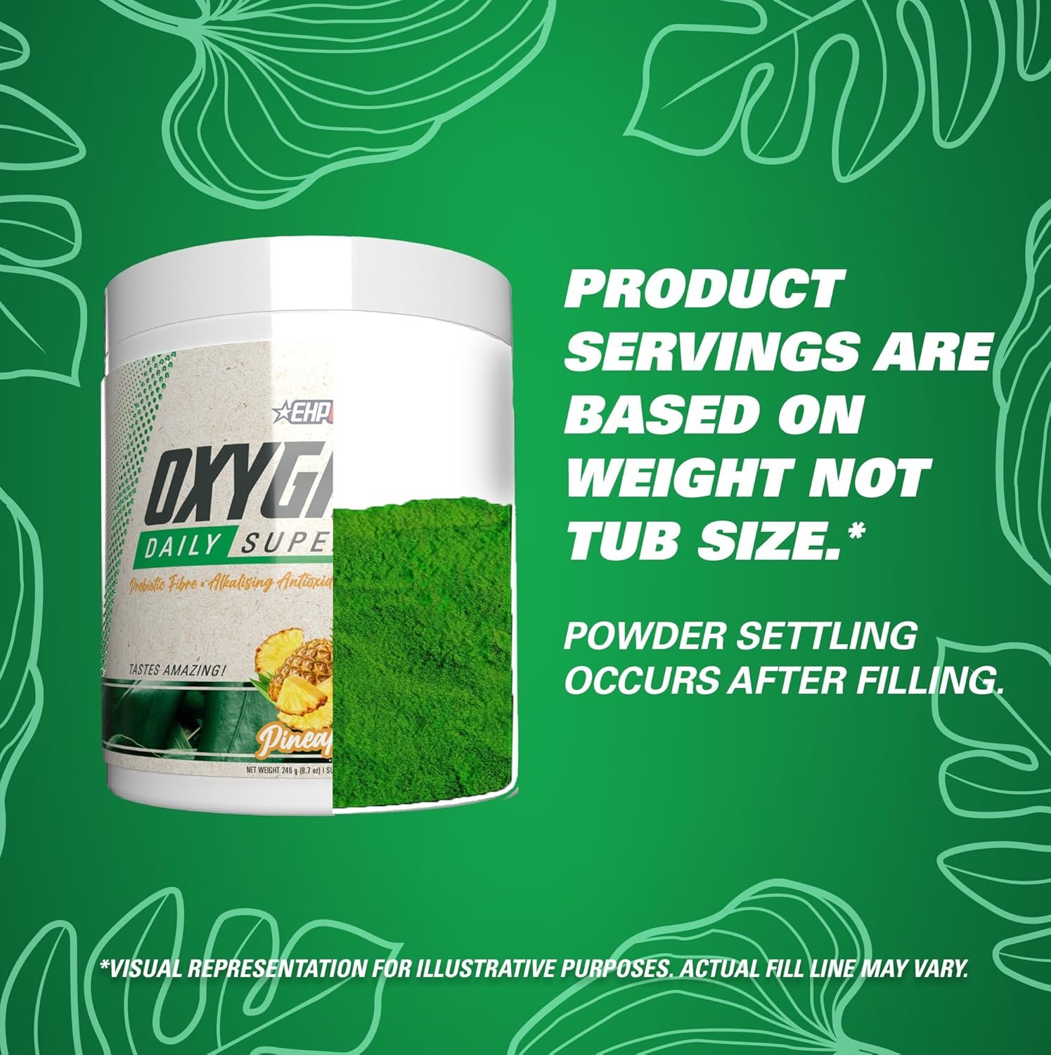 EHP Labs OxyGreens Super Greens Powder - Spirulina & Chlorella Superfood, Green Juice Powder & Greens Supplements with Prebiotic Fibre, Antioxidants & Immunity Support, 30 Serves (Pineapple) - Image 8