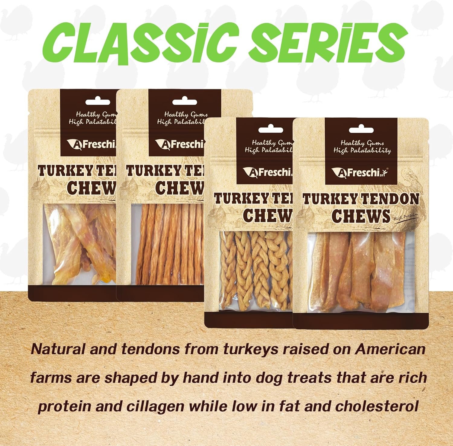 Afreschi Turkey Tendon for Dogs, Dog Treats for Classic Series, All Natural Human Grade Dog Treat, Suitable for Training chew, Turkey Sourced from USA, Rawhide Alternative, Thin Stick - Image 7