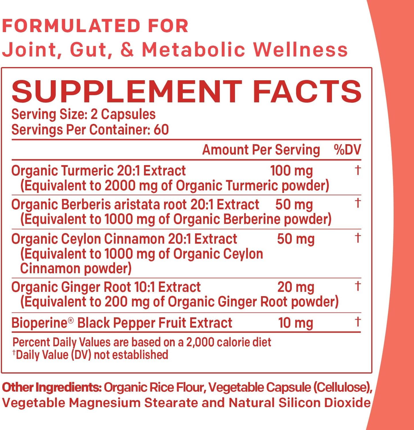 5-in-1 Turmeric Curcumin Supplement (4210mg) with Berberine, & Ceylon Cinnamon - Organic Turmeric Curcumin with Black Pepper and Ginger Supplements for Joint, Heart, Gut, & Metabolic Support (120 ct) - Image 4