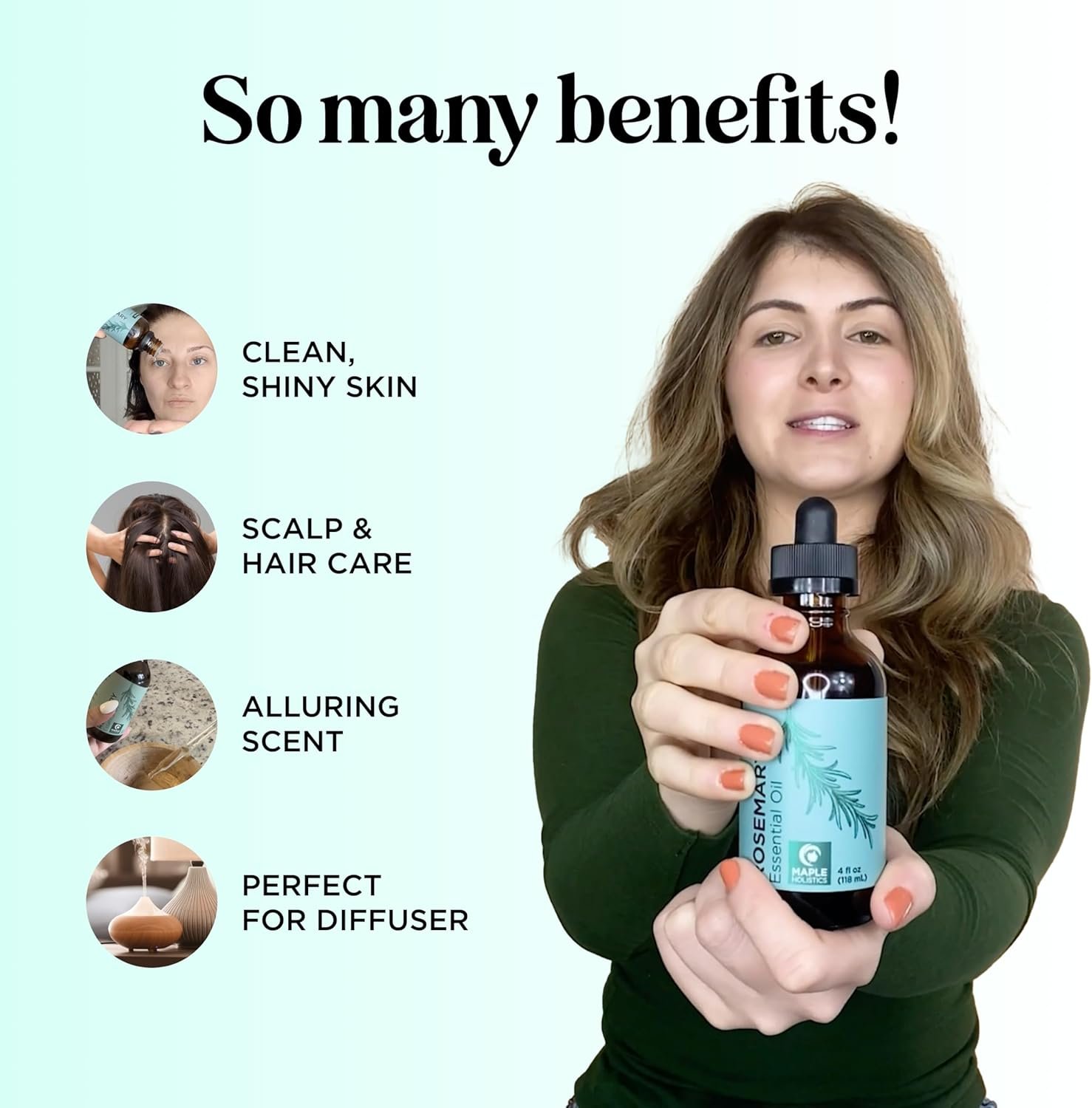 Pure Rosemary Essential Oil with Dropper - Undiluted Rosemary Oil for Hair Skin and Nails and Refreshing Aromatherapy Oil for Diffusers - Rosemary Essential Oil for Cleansing Dry Scalp Care 4oz - Image 4