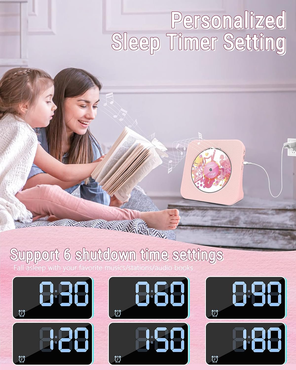 Greadio CD Player Portable with Bluetooth 5.0, HiFi Sound Speaker, CD Music Player with Remote Control, Dust Cover, FM Radio, LED Screen, Support AUX/USB, Headphone Jack for Home, Kids, Kpop, Gift - Image 7