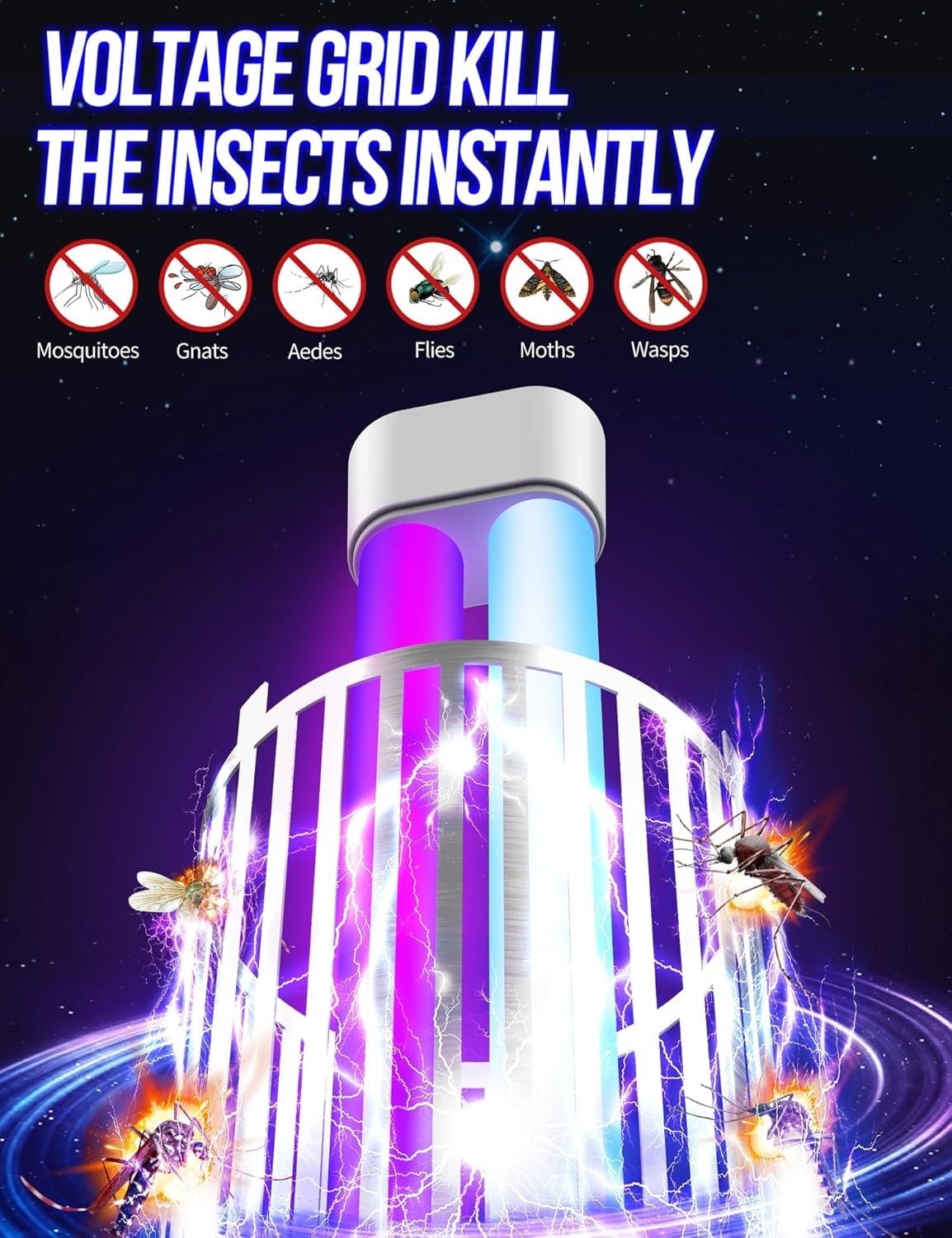 Bug Zapper Outdoor,Two-Color Insect Zapper with LED Light,Waterproof Mosquito Killer,Fly Zapper,Insect Zapper Outdoor Indoor for Home,Kitchen,Backyard,Camping, Brown - Image 4