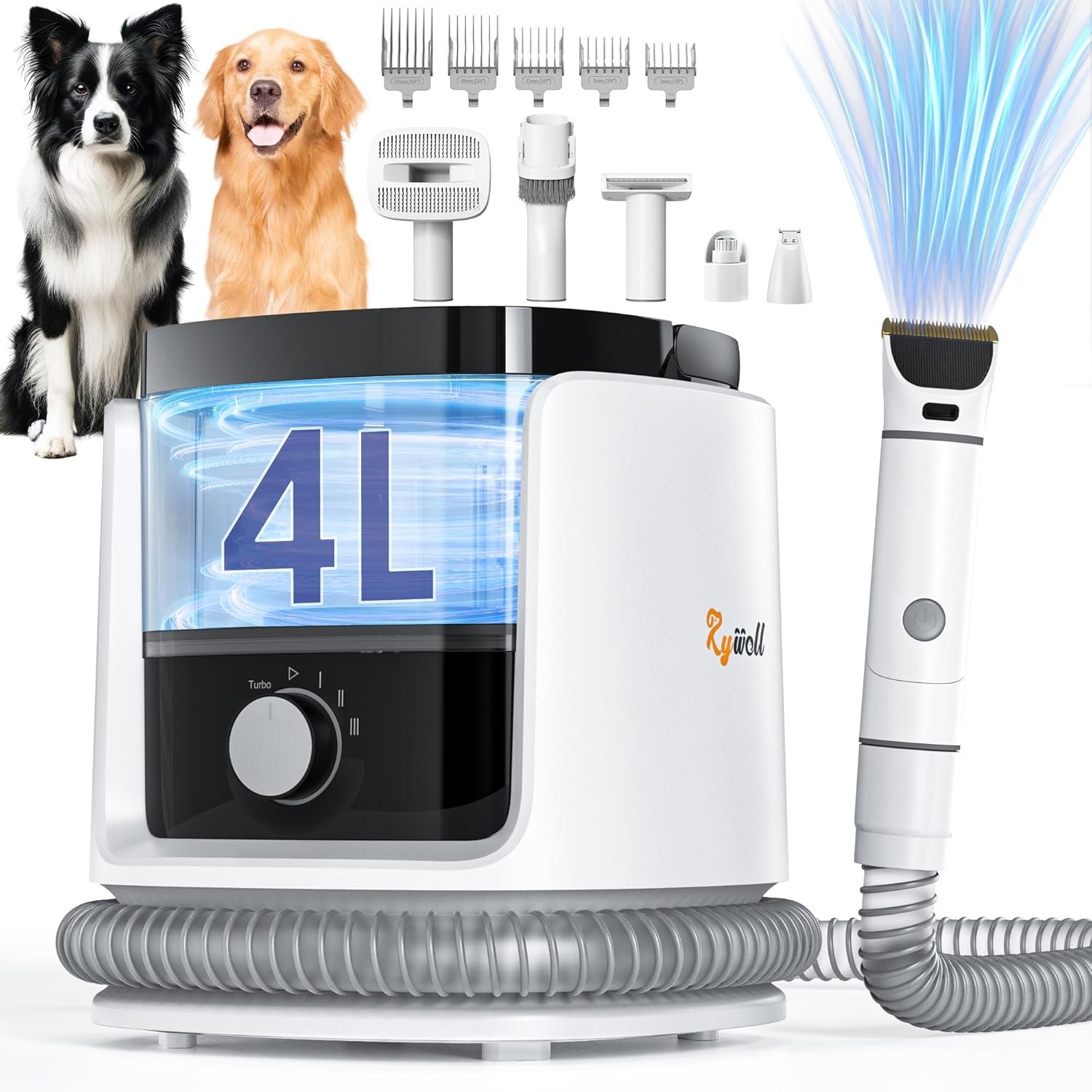 Dog Grooming Vacuum, Rywell 4L Dog Grooming Kit with Dog Clippers, 13000Pa Dog Hair Vacuum for Shedding Grooming, Low Noise Pet Grooming Vacuum with 7 Grooming Tools for Dogs and Cats - Image 2