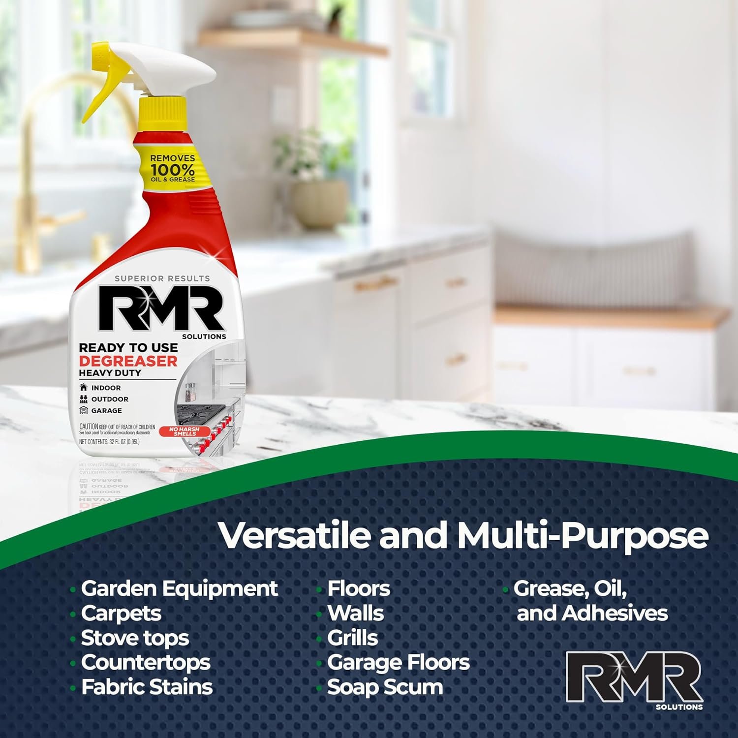 RMR Degreaser and Cleaner - Ready to Use Indoor/Outdoor Formula Works on Contact, For Heavy-Duty Cooking Surfaces, Indoor, Outdoor, Automotive, and Equipment Cleaning, 30 Fluid Ounce - Image 5