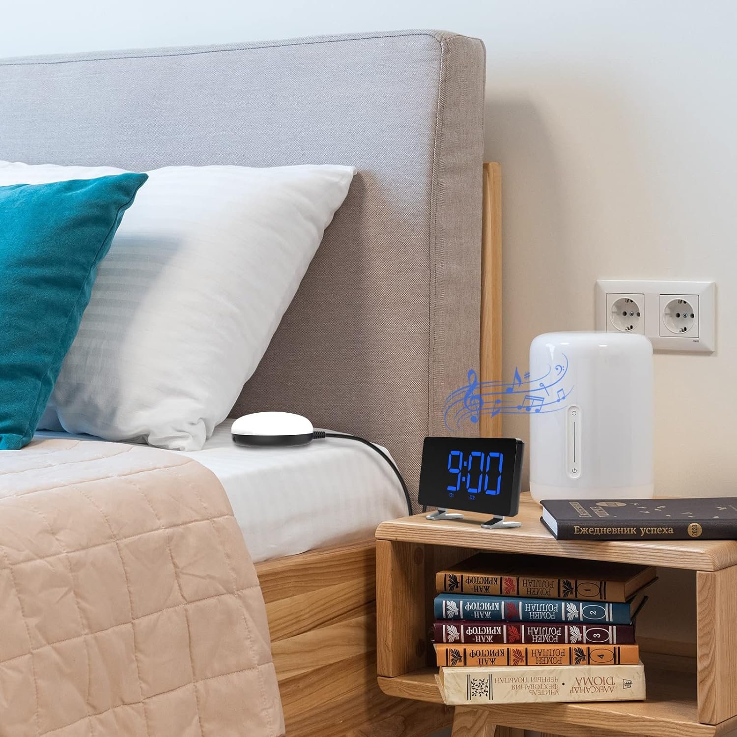 Extra Loud Vibrating Alarm Clock with Bed Shaker, Dual Alarms Digital Clock for Bedroom, Deep Sleepers Adult Hearing impaired Deaf with Nuclear Fire Alarm - Image 7