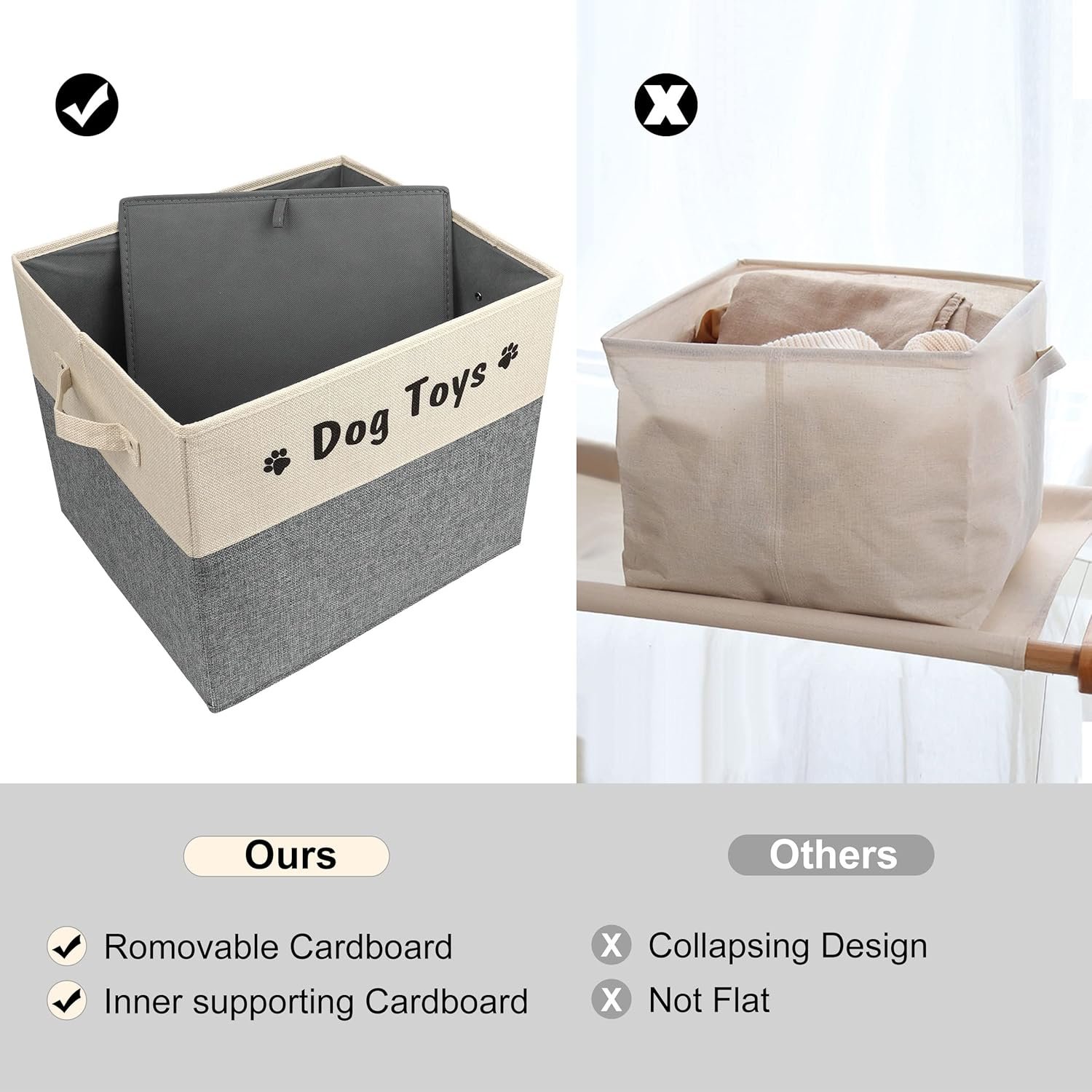PET ARTIST Foldable Dog Toy Bin for Dog Toys Accessories - Collapsible Dog Toy Basket Storage Box for Pet Toys,Dog Coat - Image 6