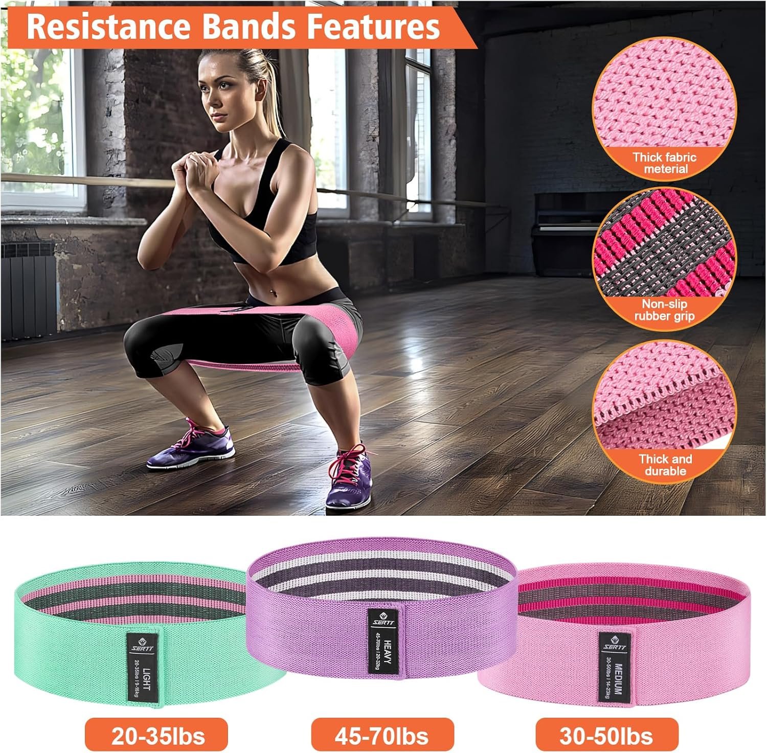 12Pcs Foam Barbell Pad Set for Squats, SERTT Hip Thrust Pad Gym Essentials Set for Workout, 1 Gym Pad, 1 Carry Bag, 2 Lifting Strap, 2 Ankle Cuffs, 3 Ankle Risistance Band, 3 Hip Resistance Bands - Image 4