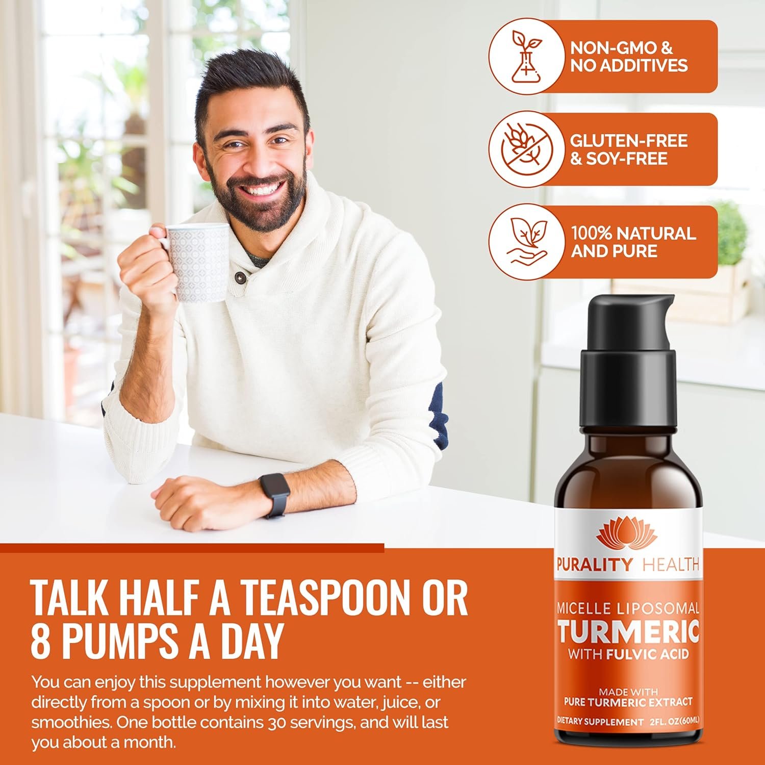 Liquid Turmeric Supplement, Fulvic Acid, Support Joint Health, Liposomal Enhanced Absorption, Vegan, Month Supply - Image 4