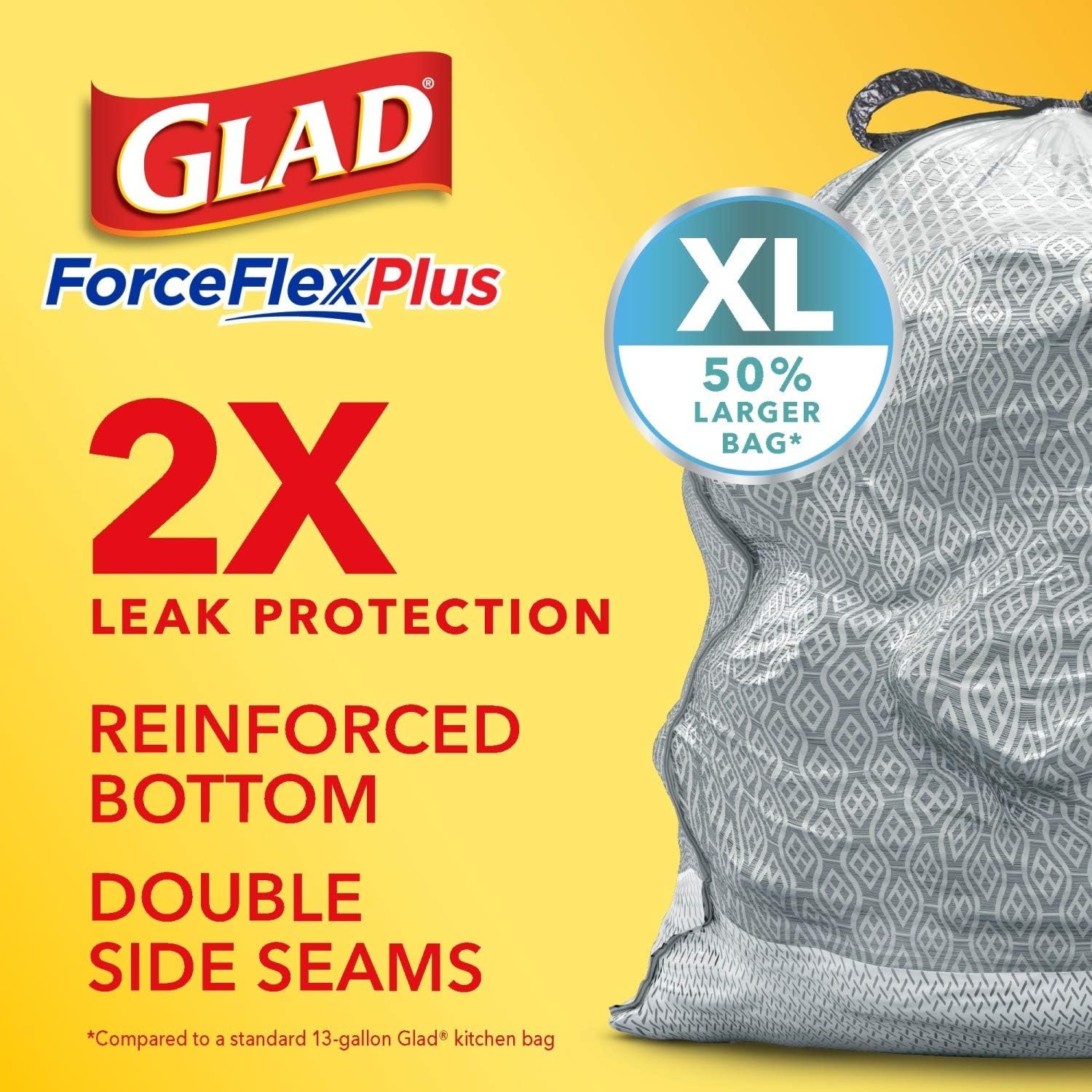 Glad Trash Bags, Force Flex Kitchen Pro Drawstring Garbage Bags, Fresh Clean, 80 Count - Image 4