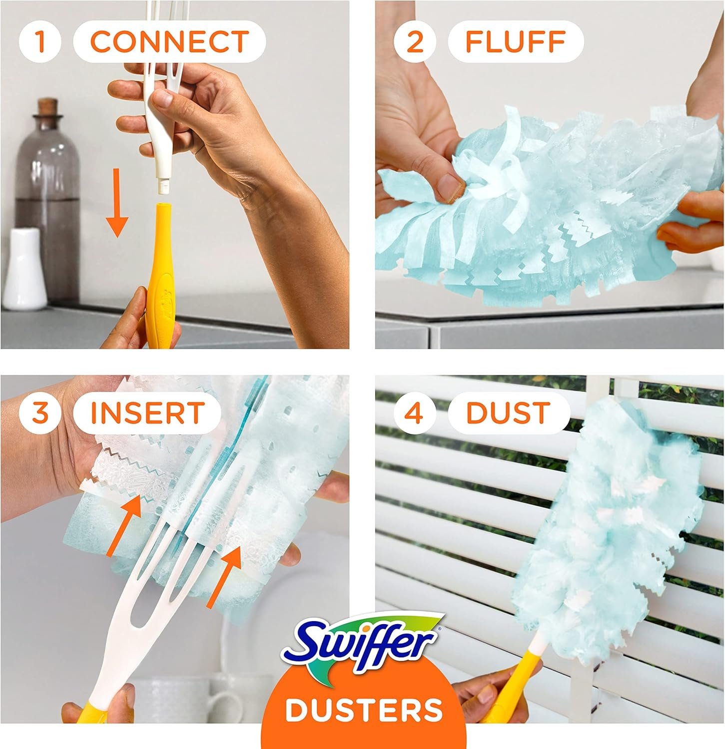 Swiffer Dusters Refill for Cleaning, Feather & Microfiber Duster Disposable Alternative, for Dusting Furniture, Blinds, Ceiling Fans, Walls, Helps Remove Allergens, Unscented, 18ct - Image 9