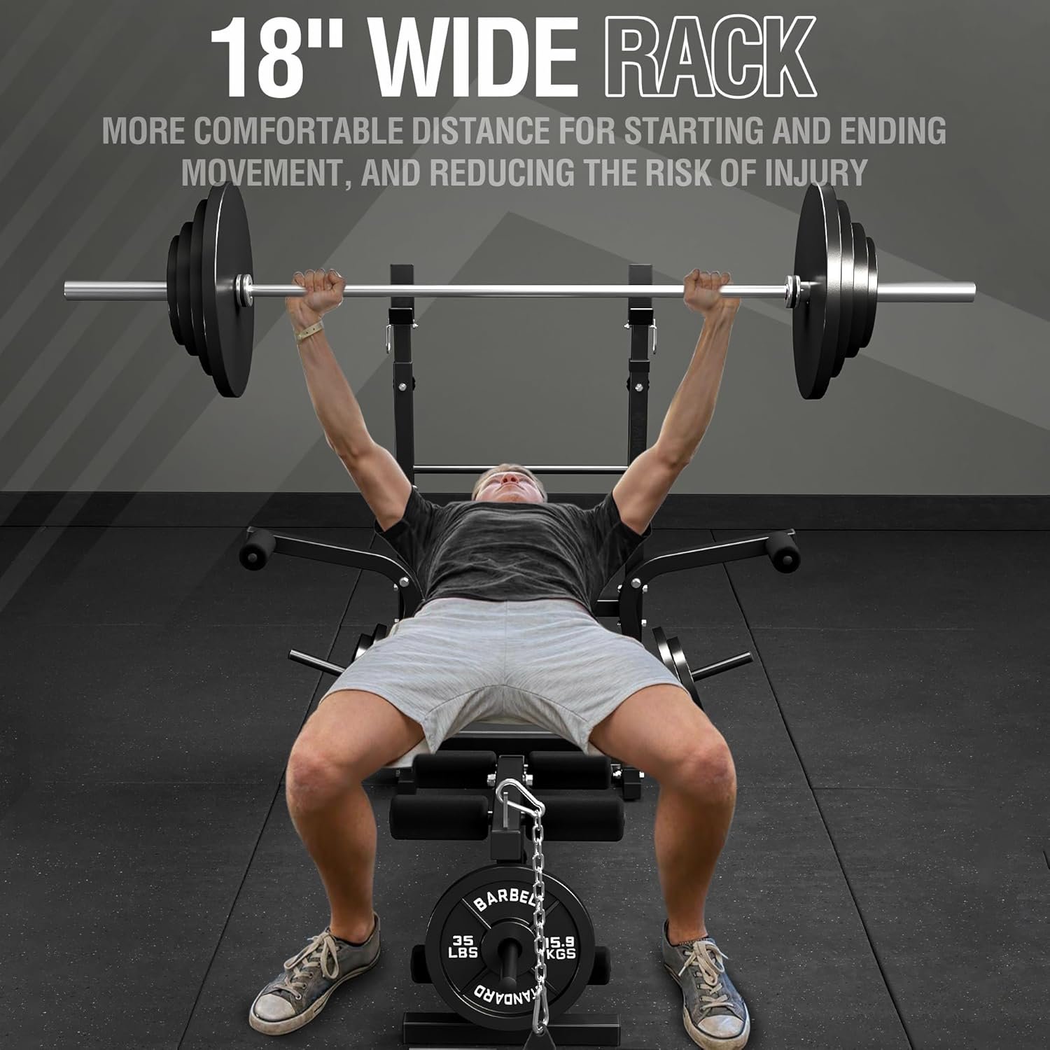 Mikolo 8 in 1 Olympic Weight Bench Set with Leg Extension and Leg Curl, Multi-Function Bench Press Set with Preacher Curl Pad and Chest Fly, Full-Body Strength Training Equipment - Image 7