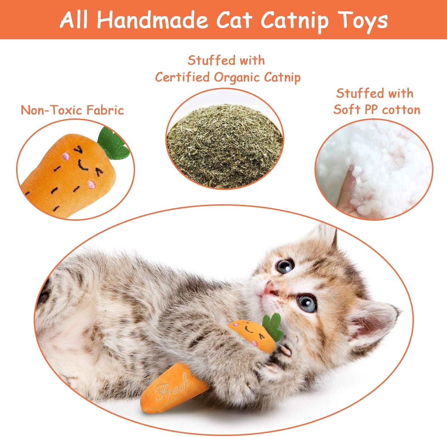 Catnip Toys, Cat Toys, Catnip Toys for Cats, Cat Toys with Catnip, Cat Toys for Indoor Cats, Interactive Cat Toy, Cat Chew Toy, Cat Pillow Toys, Cat Toys for Kittens Kitty - Image 3