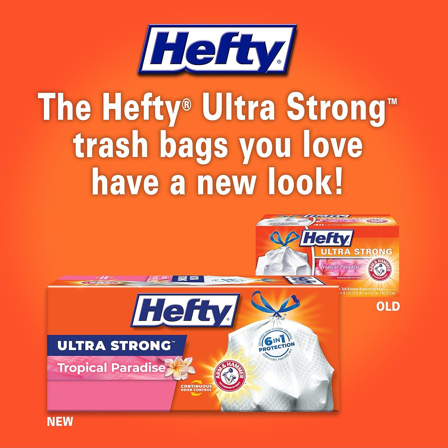 Hefty Ultra Strong Tall Kitchen Trash Bags, Tropical Paradise Scent, 13 Gallon, 40 Count - Image 3