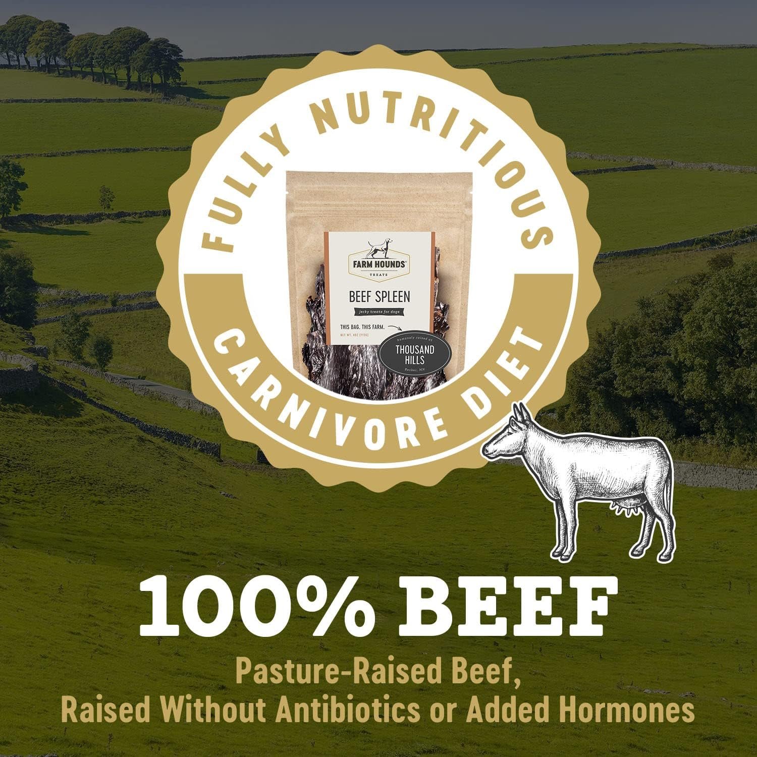 Farm Hounds - Beef Spleen - Premium Natural Beef Spleen Jerky For Dogs - Made From 100% Humanely Raised Cattle - Organ Treat - Great For Training & Treats - No Added Fillers - Made in USA -4oz -1 Pack - Image 4