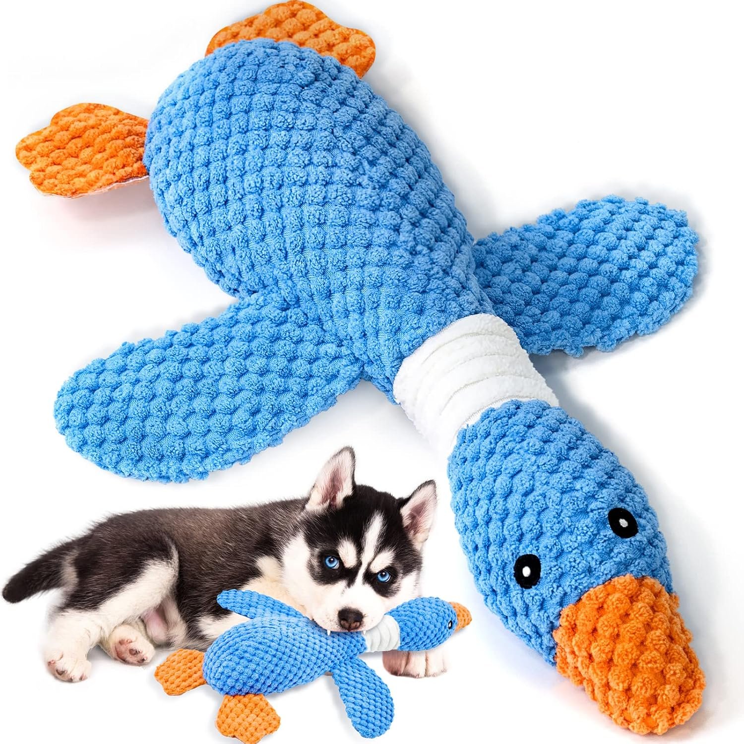 Vitscan Upgraded Goose Indestructible Dog Toys for Aggressive Chewers Small Medium Large Breed, Crinkle Squeaky Plush Dog Puppy Chew Toys for Teething, Duck Puppy Toys - Image 2