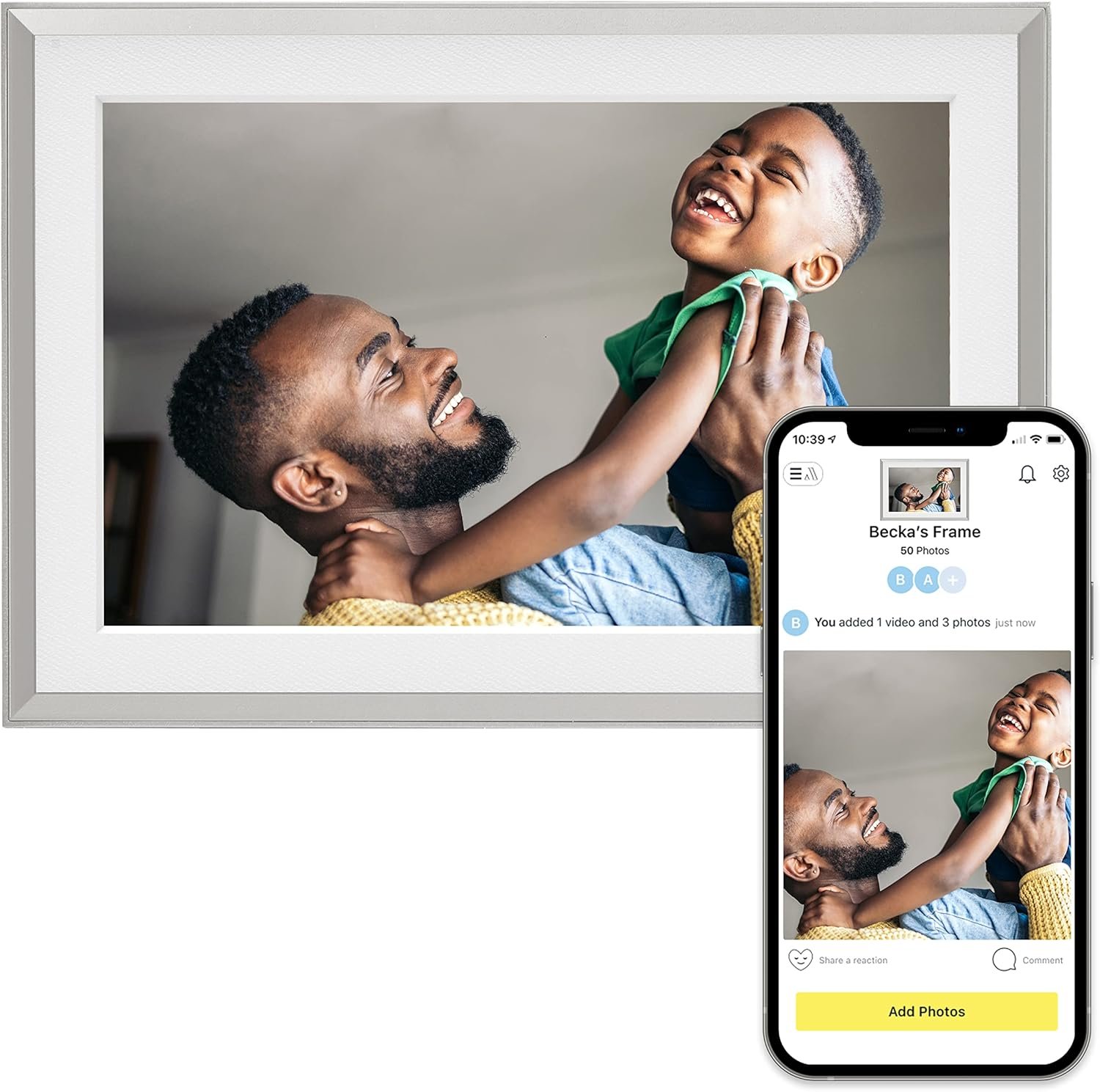 Aura Carver 10.1" WiFi Digital Picture Frame | The Best Digital Frame for Gifting | Send Photos from Your Phone | Quick, Easy Setup in Aura App | Free Unlimited Storage | (Gravel with White Mat) - Image 6