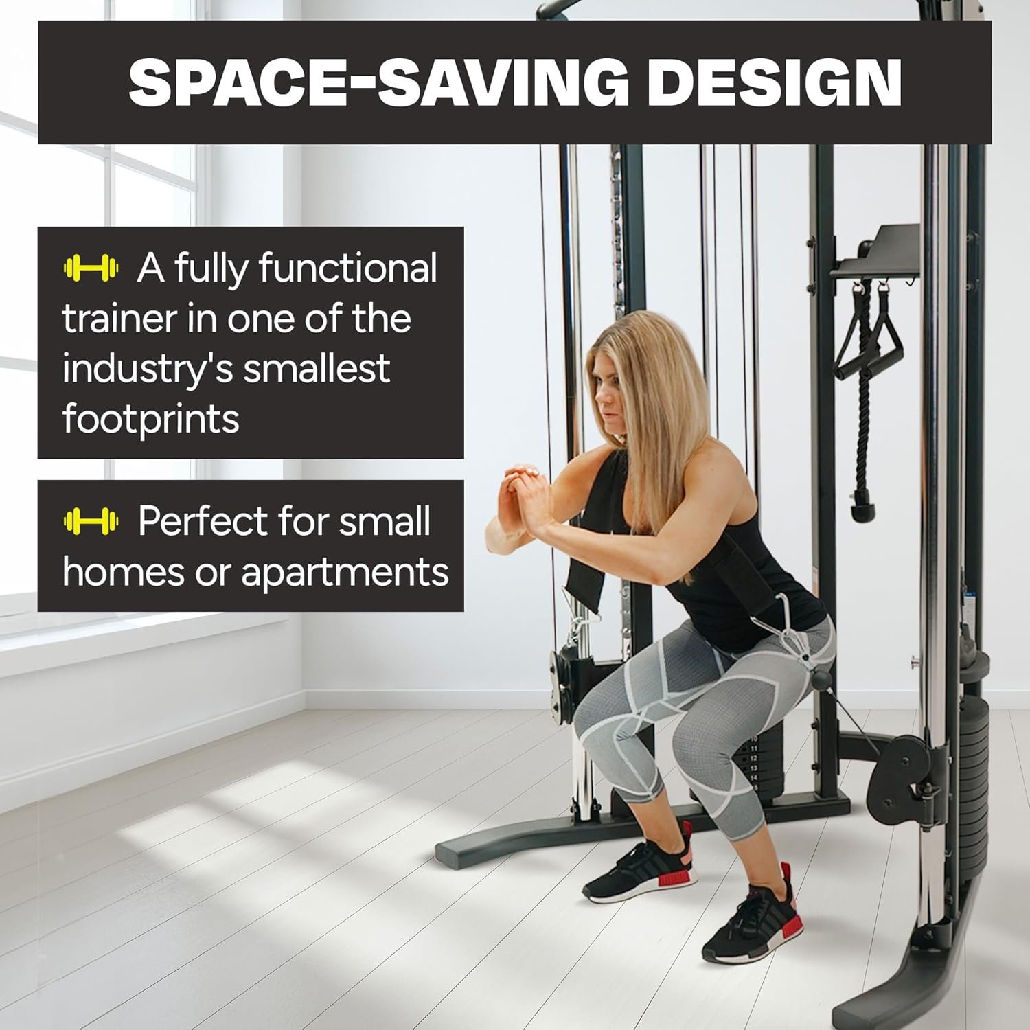 Inspire Fitness FTX Functional Trainer - Compact at Home Workout Machine with Accessories - Space Saving Design - Home Gym Cable Machine and Two 165 lb Weight Stacks - Image 5