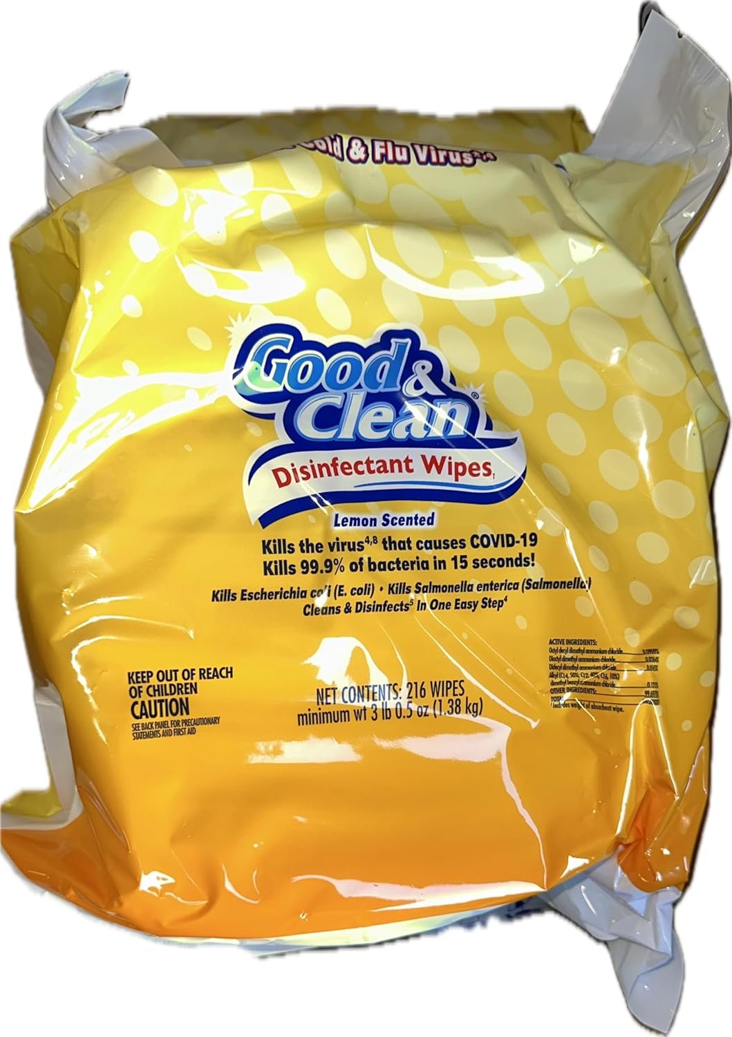 Good & Clean Disinfectant Wipes, Refreshing Lemon Scent, 432 Count (2 Packs of 216), White - Image 5