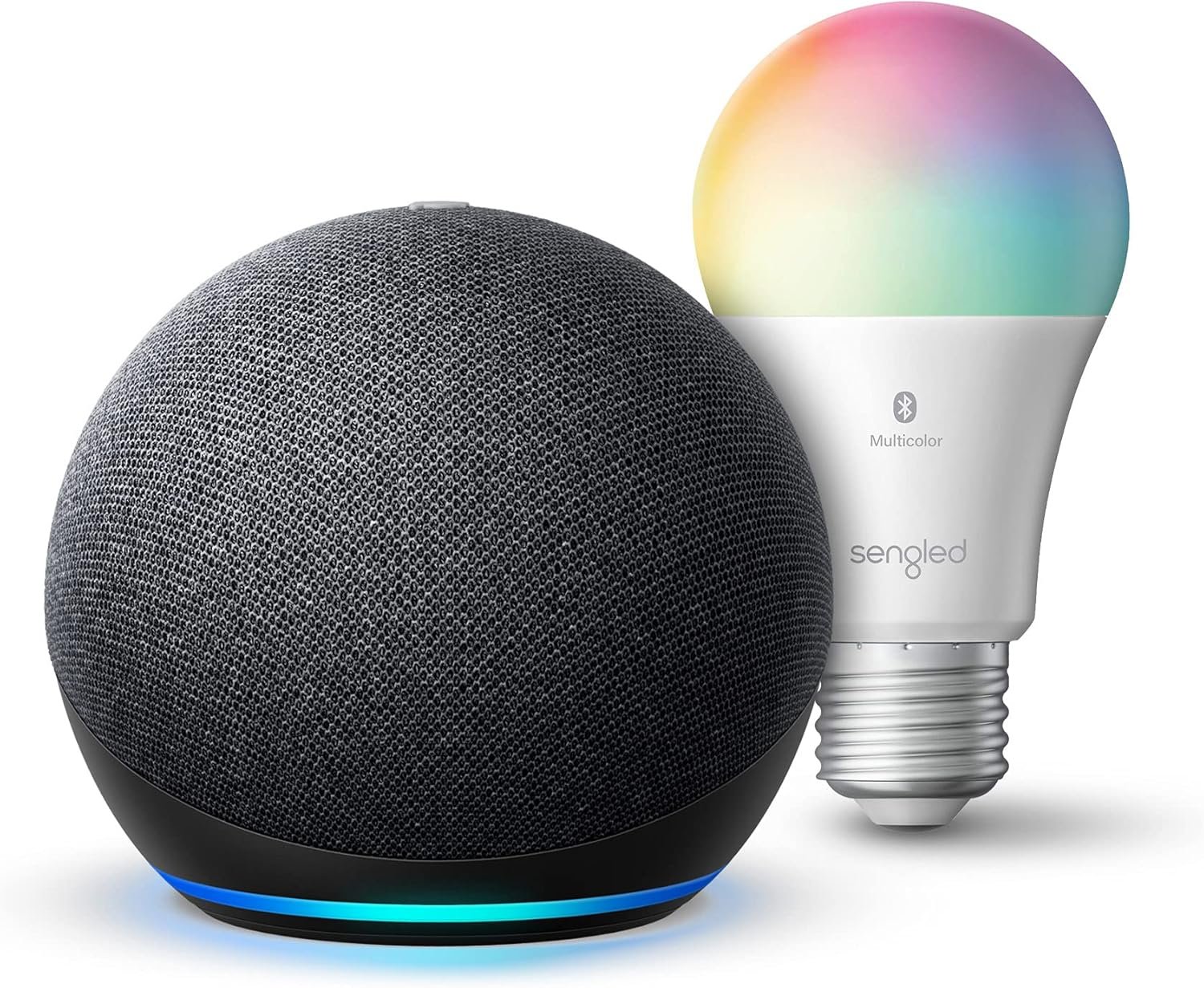 Echo Dot (4th Gen) International Version - Smart speaker with Alexa - Charcoal with Sengled Bluetooth Color bulb - Image 2