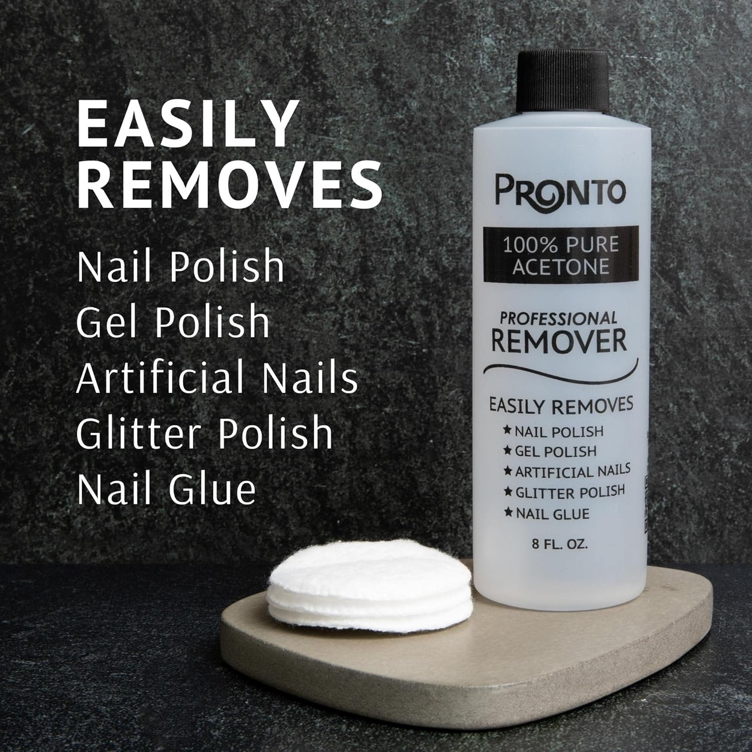 Pronto 100% Pure Acetone - Quick, Professional Nail Polish Remover - For Natural, Gel, Acrylic, Sculptured Nails (8 FL. OZ.) - Image 3