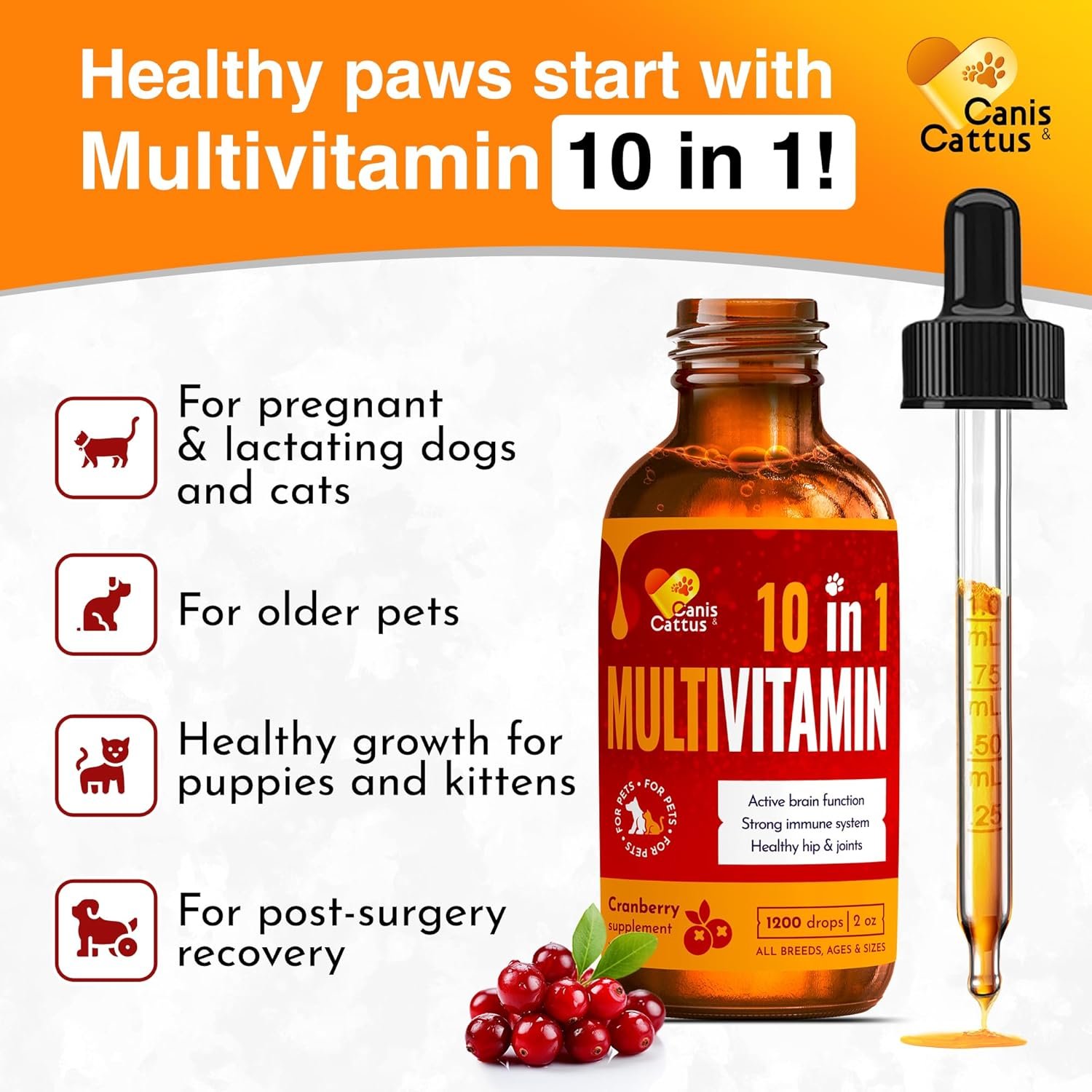 Liquid Multivitamin for Dogs & Puppies | Multivitamin for Cats & Kittens | Dog Multivitamin Liquid | Cat Multivitamins for Indoor Cats | Multivitamin for Dogs | Vitamin Mix | Cranberry Flavor | 2 Oz - Image 6