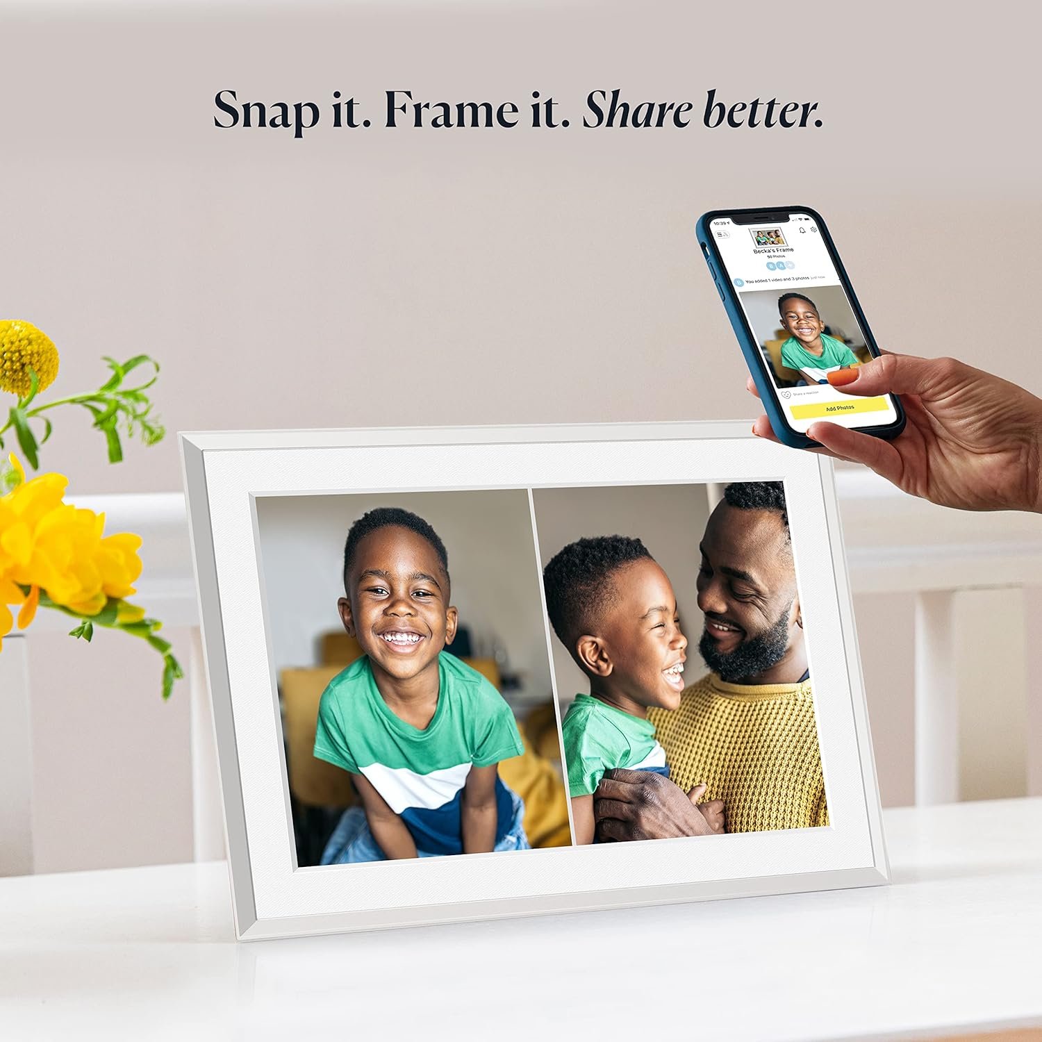 Aura Carver 10.1" WiFi Digital Picture Frame | The Best Digital Frame for Gifting | Send Photos from Your Phone | Quick, Easy Setup in Aura App | Free Unlimited Storage | (Gravel with White Mat) - Image 7