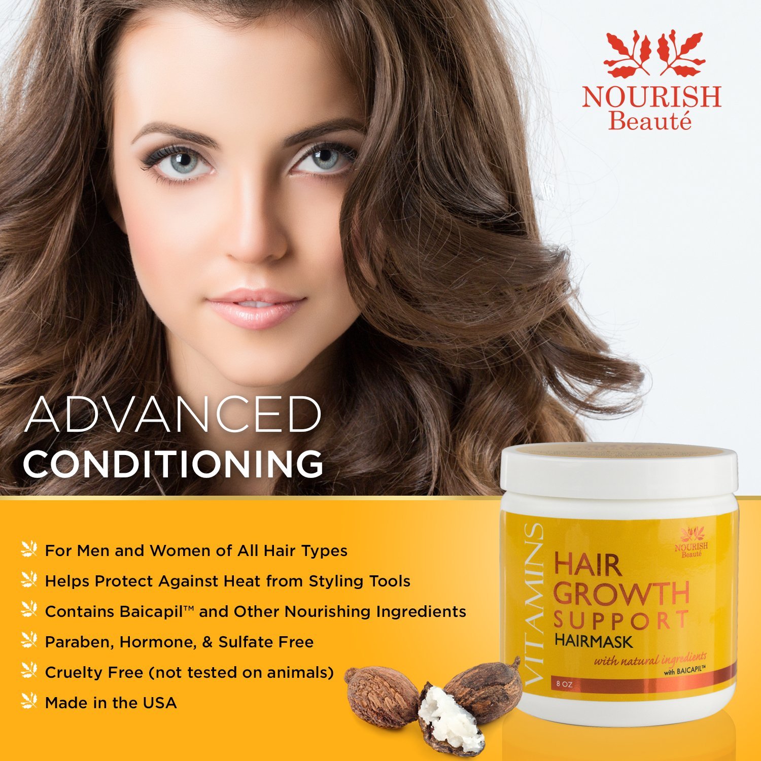 Nourish Beaute Vitamins Hair Mask for Hair Loss and Deep Conditioning to Promote Hydration and Regrowth on Dry Damaged Hair for Men and Women, 8 Oz - Image 4