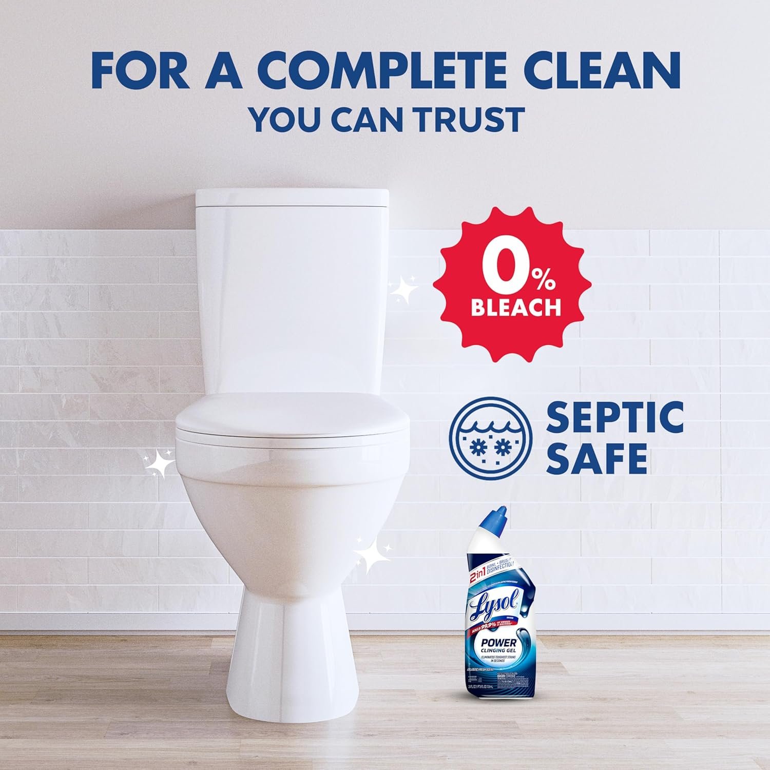 Lysol Toilet Bowl Cleaner, Max Strength Bathroom Cleaning Supplies, Toilet Bowl Cleaner Clinging Gel, Home Essential, Instant Stain Removal, Disinfecting and Deodorizing, Bleach Free, 24 oz (2 ct) - Image 9