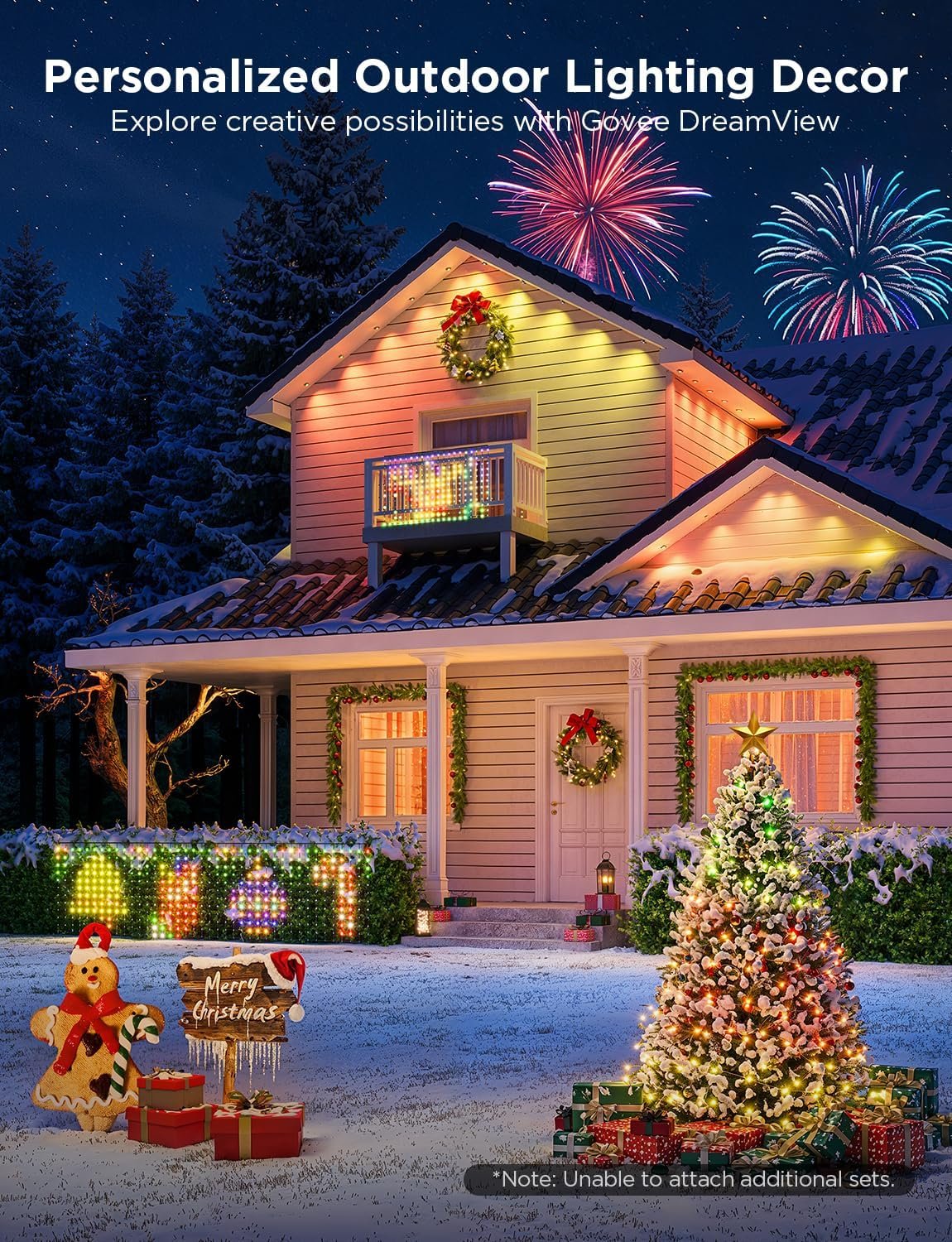 Govee Outdoor Net Lights, 2.8 × 4.7ft with RGBIC and DIY Functions, 240 LEDs Smart Net Lights with 64 Modes for Christmas Bush, IP65 Waterproof, Compatible with Alexa & Google Assistant, Green Wire - Image 5