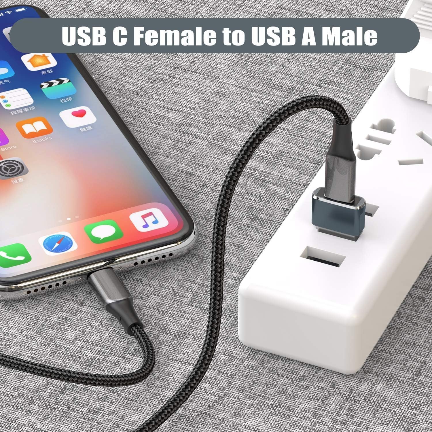 Basesailor USB to USB C Adapter,iPhone 16 15 Pro Max Charger Adapter 3 Pack,USBC Female to USB A Male,Type C OTG Converter for Apple Watch iWatch 10 9 8 SE,AirPods,iPad Mini Air,Samsung Galaxy S24 S23 - Image 4