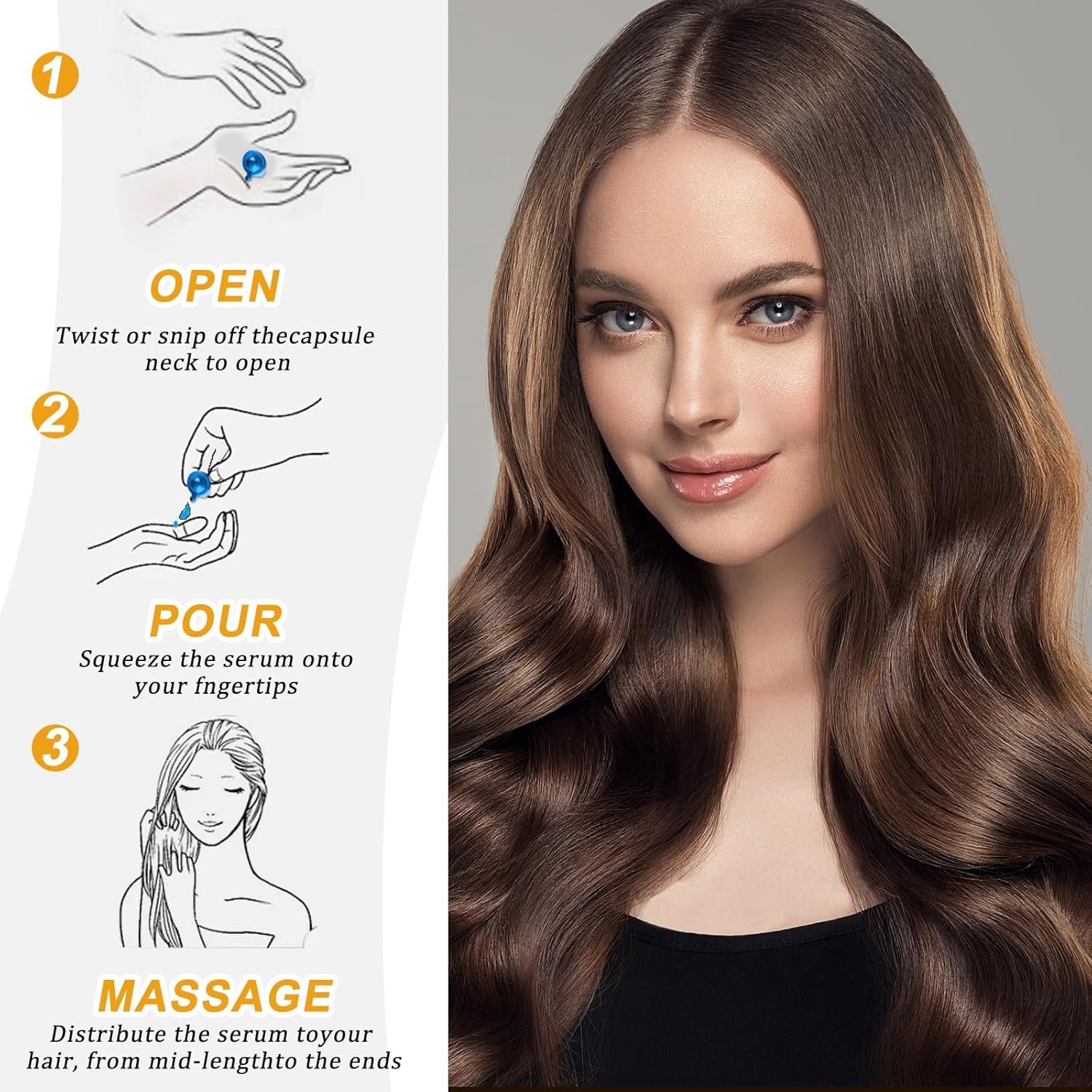 Hair Oil Capluse for Frizzy & Dry Hair, Keratin Styling with Argan, Jojoba & Avocado Oils - No Rinse Serum with Vitamin A C E and Pro B5 - Image 7
