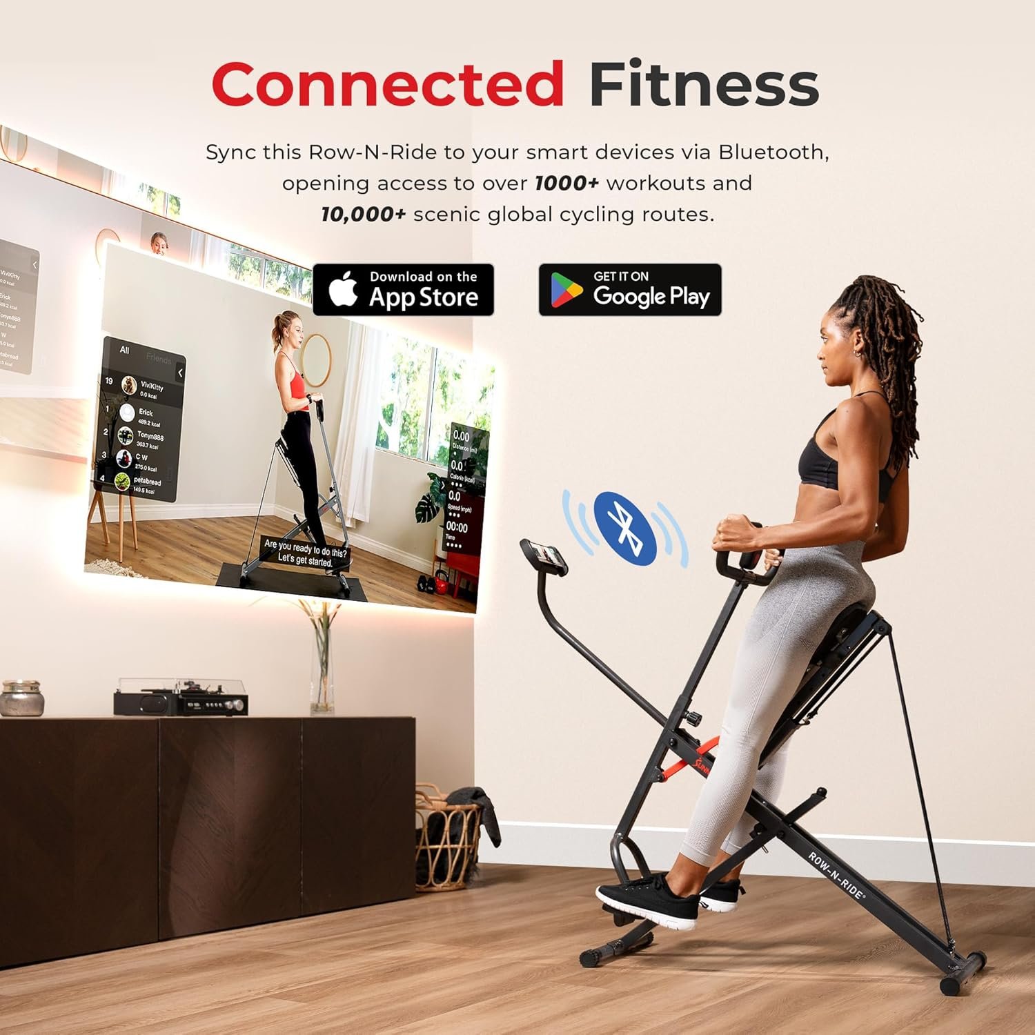 Sunny Health & Fitness Row-N-Ride Squat Assist Trainer for Glutes Workout With Adjustable Resistance, Easy Setup & Foldable Exercise Equipment, Glute & Leg Exercise Machine - Image 5