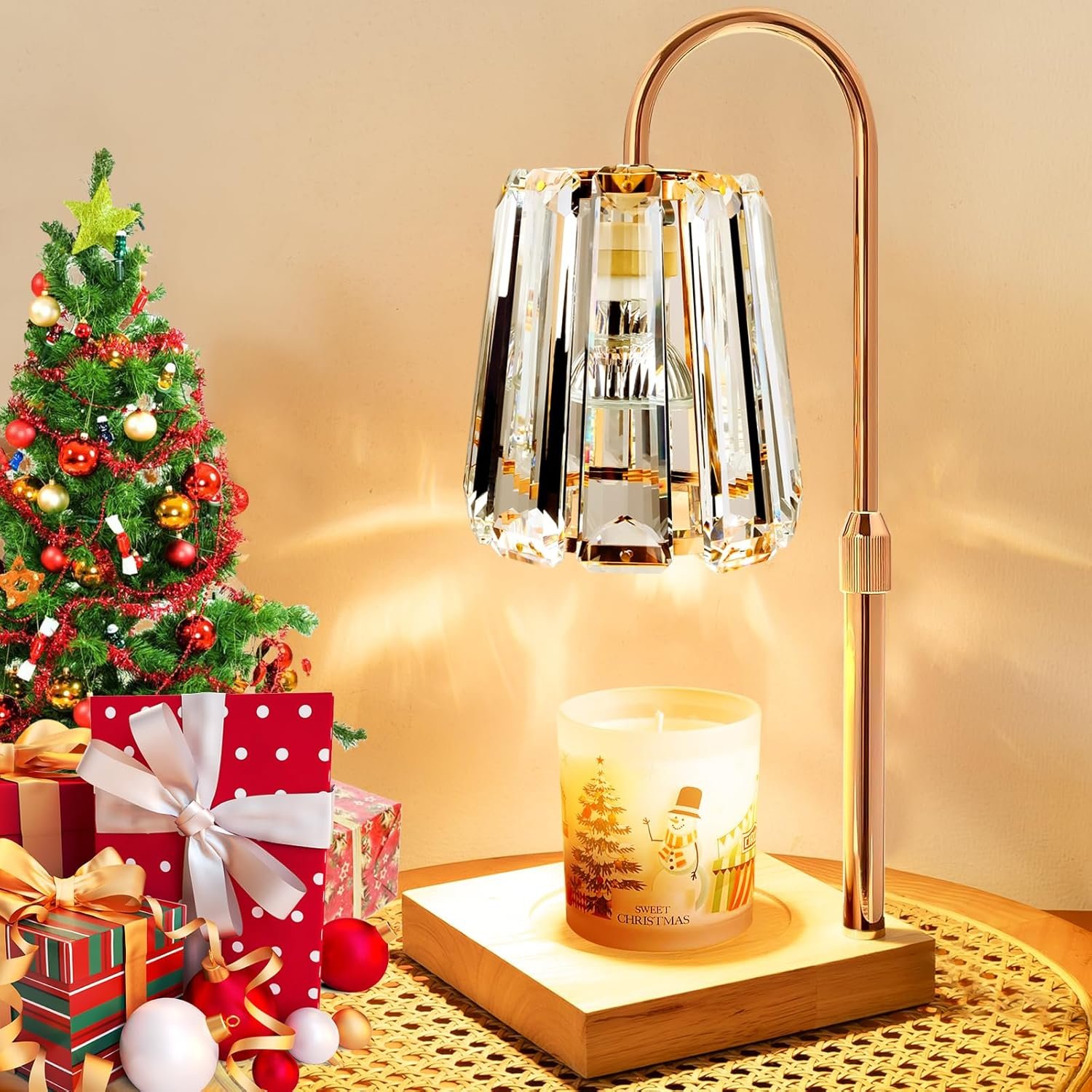 Candle Warmer Electric Wax Lamp - Candle Melt Lamp with Timer Dimmable Crystal Table Lamp Adjust Height for Jar Candles House Warming Gifts Home Bedroom Decor Candle Light Wax Warmers with 3 Bulbs - Image 2