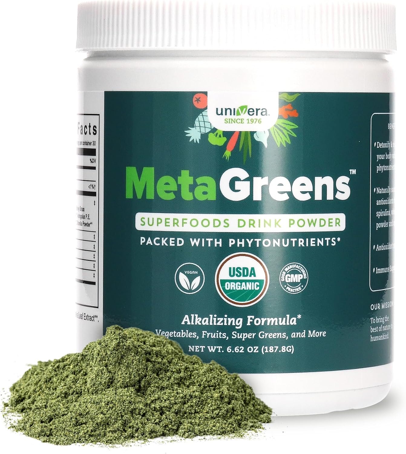 Univera Metagreens, Green Superfoods Blend Powder, Smoothie Mix with Organic Spirulina, Vital Antioxidants, Alkalize, Detoxify, Vegan, Non-GMO, 30-Day Supply. - Image 2