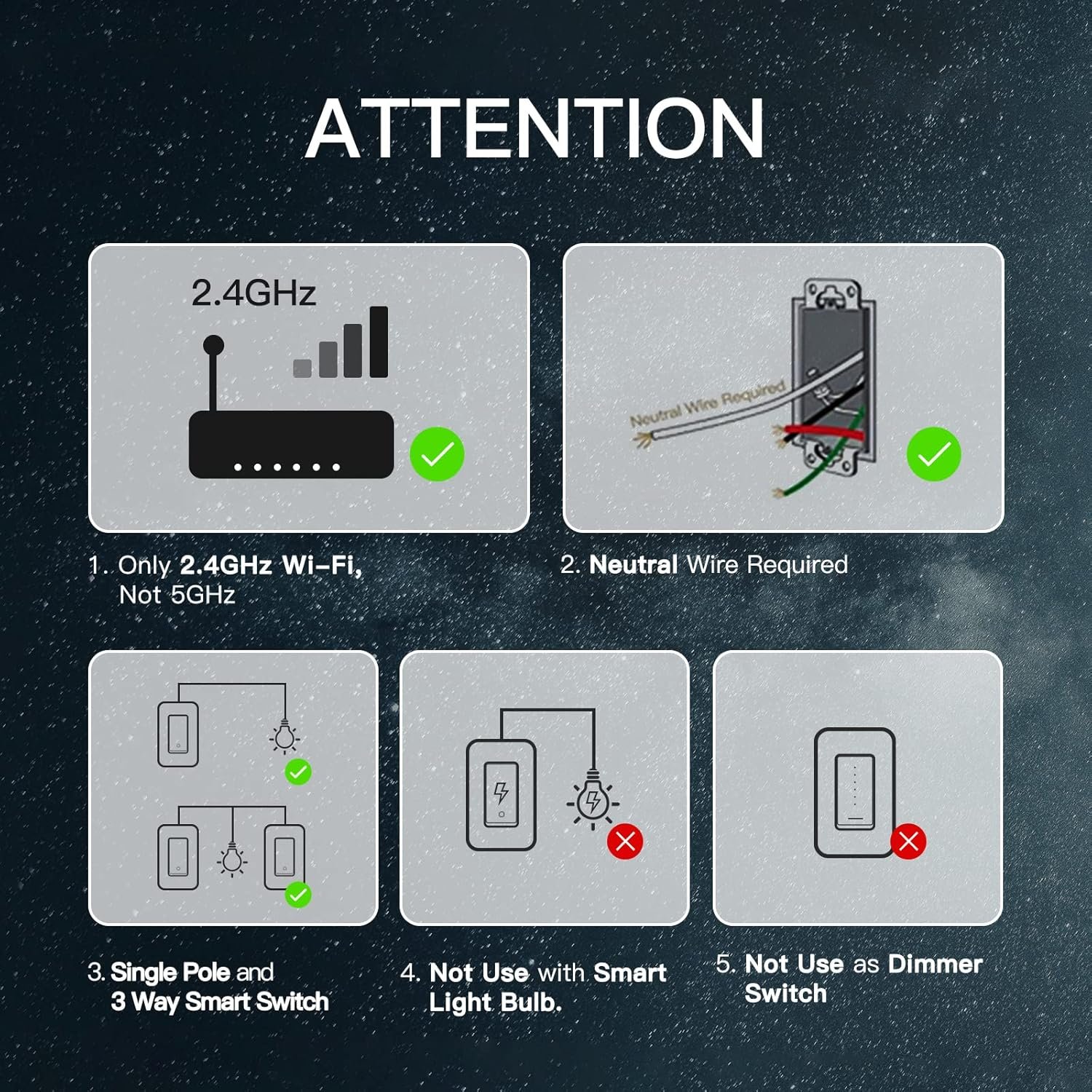 MoesGo 2nd Generation WiFi Smart Light Switch, 3 Way Smart Wall Switch 2.4GHz WiFi, Neutral Wire Required, Smart Life APP Remote Control, Work with Alexa/Google Home, No hub Required White 3 Gang - Image 3