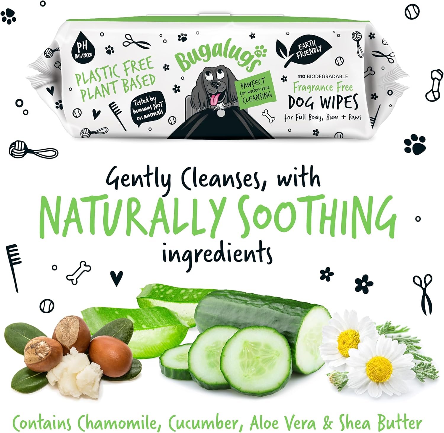 Dog Wipes, 100% Plastic Free Biodegradable pet Wipes for Full Body, Eye Wipes, Ear Wipes, Bum & Paws. 110 Sensitive Dog Grooming Wipes for Dogs, Puppy & cat Grooming (Fragrance Free) - Image 8